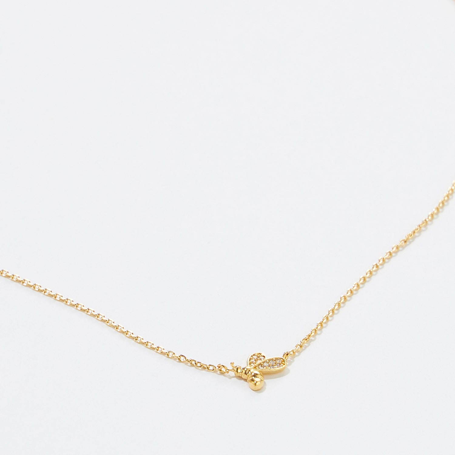 Gold Dipped Petite Honeybee Pave Necklace - Frem