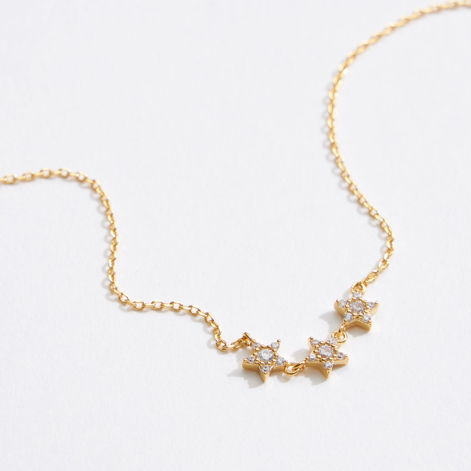 Gold Dipped CZ Triple Stars Necklace - Frem