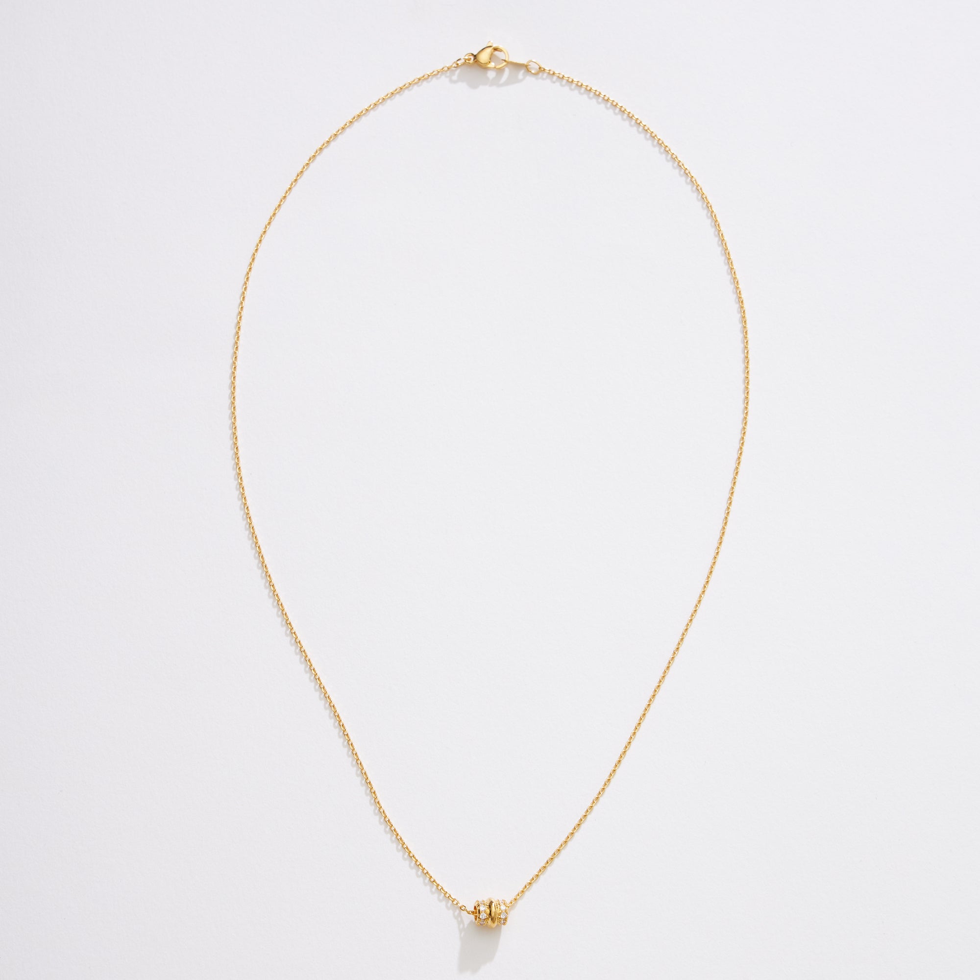 Gold Dipped CZ Rolling Barrel Necklace - Frem