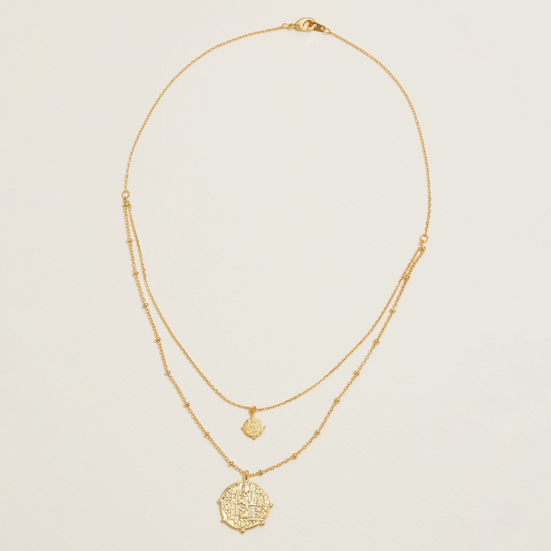 Gold Dipped Ancient Coin Pendant Layered Necklace - Frem