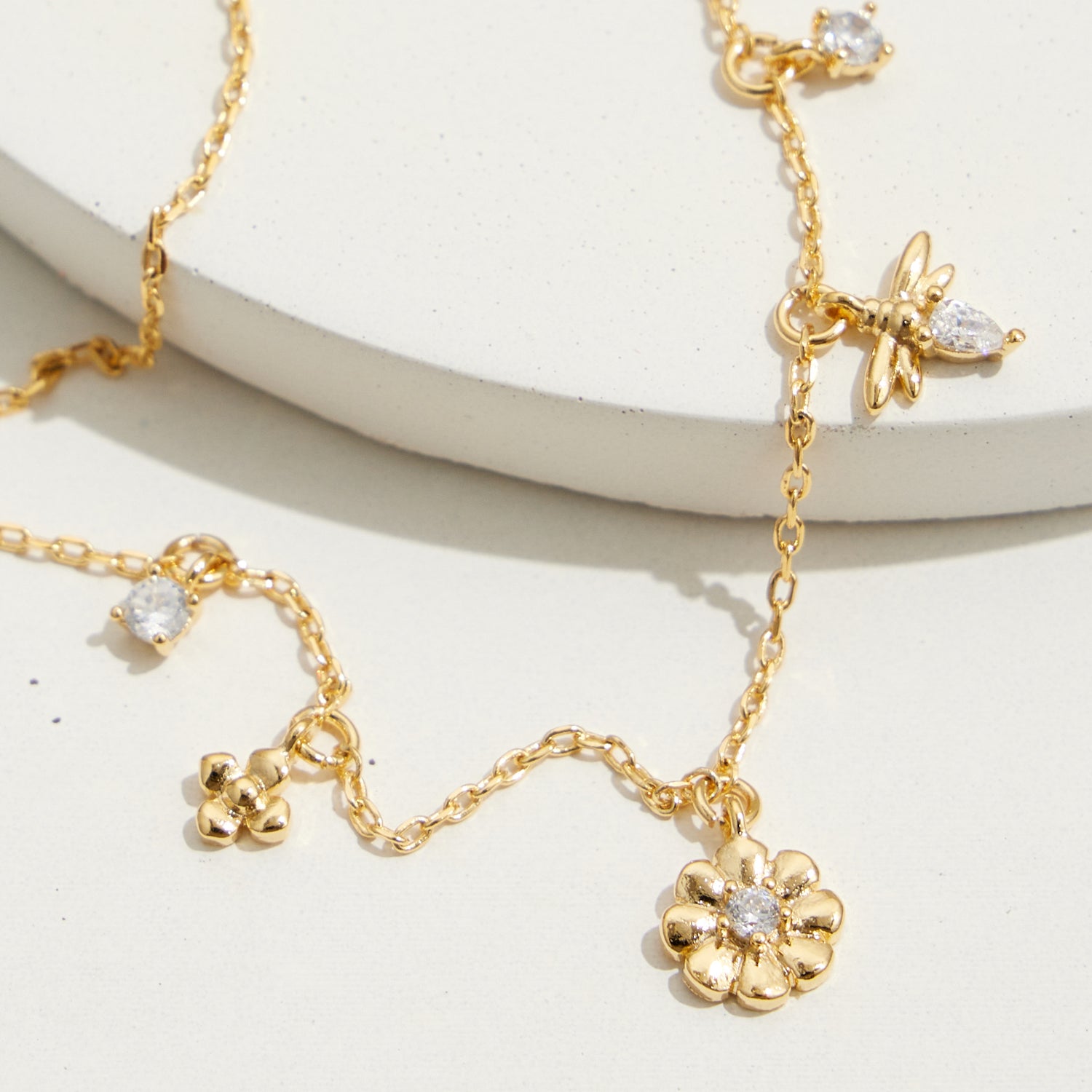 Gold Dipped Dainty Garden Charm Necklace - Frem