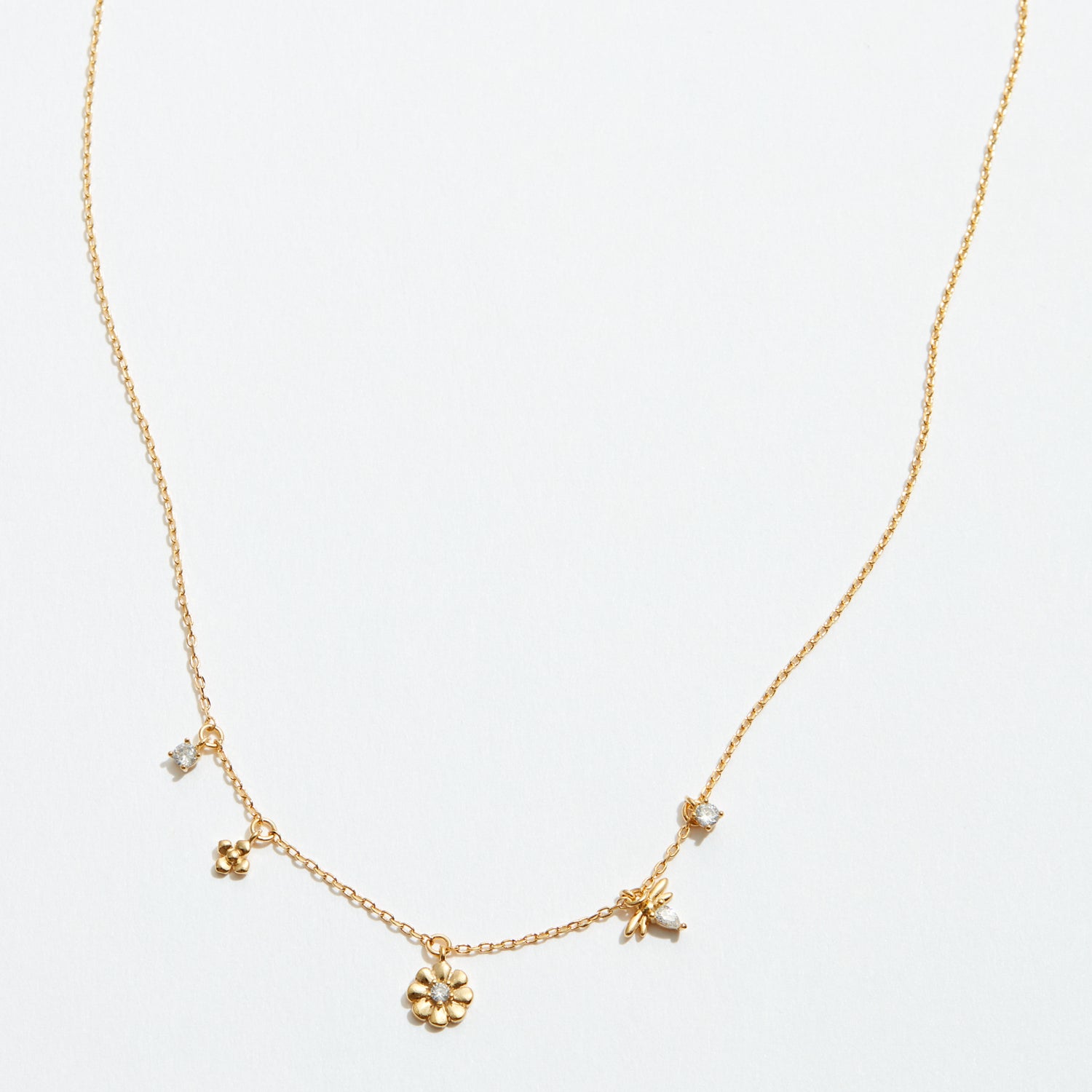 Gold Dipped Dainty Garden Charm Necklace - Frem