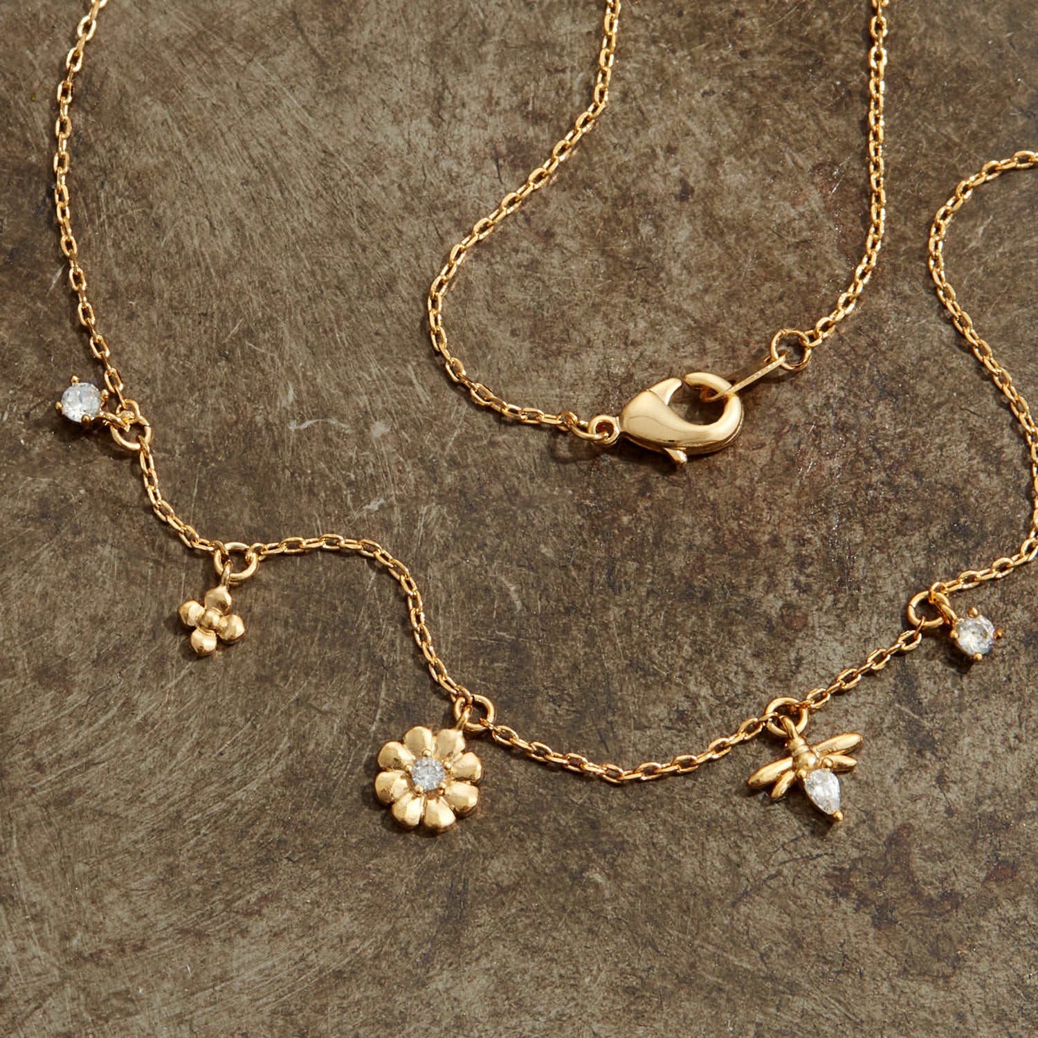 Gold Dipped Dainty Garden Charm Necklace - Frem