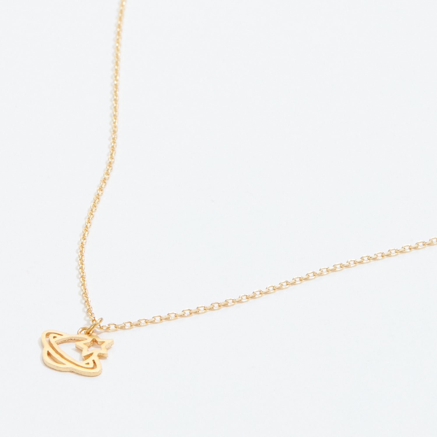 Gold Dipped Brushed Saturn Necklace - Frem