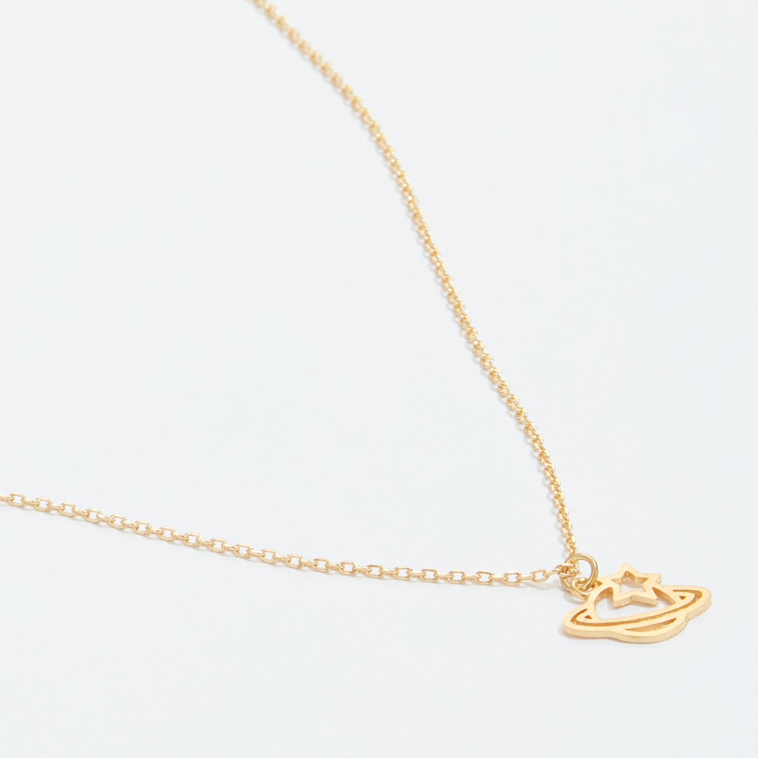 Gold Dipped Brushed Saturn Necklace - Frem