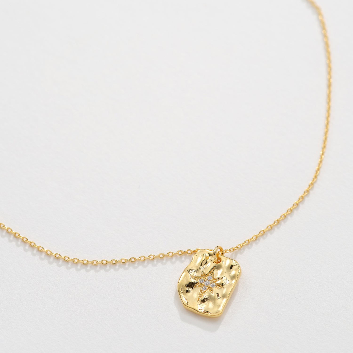 Hammered Starburst Pendant Necklace 
