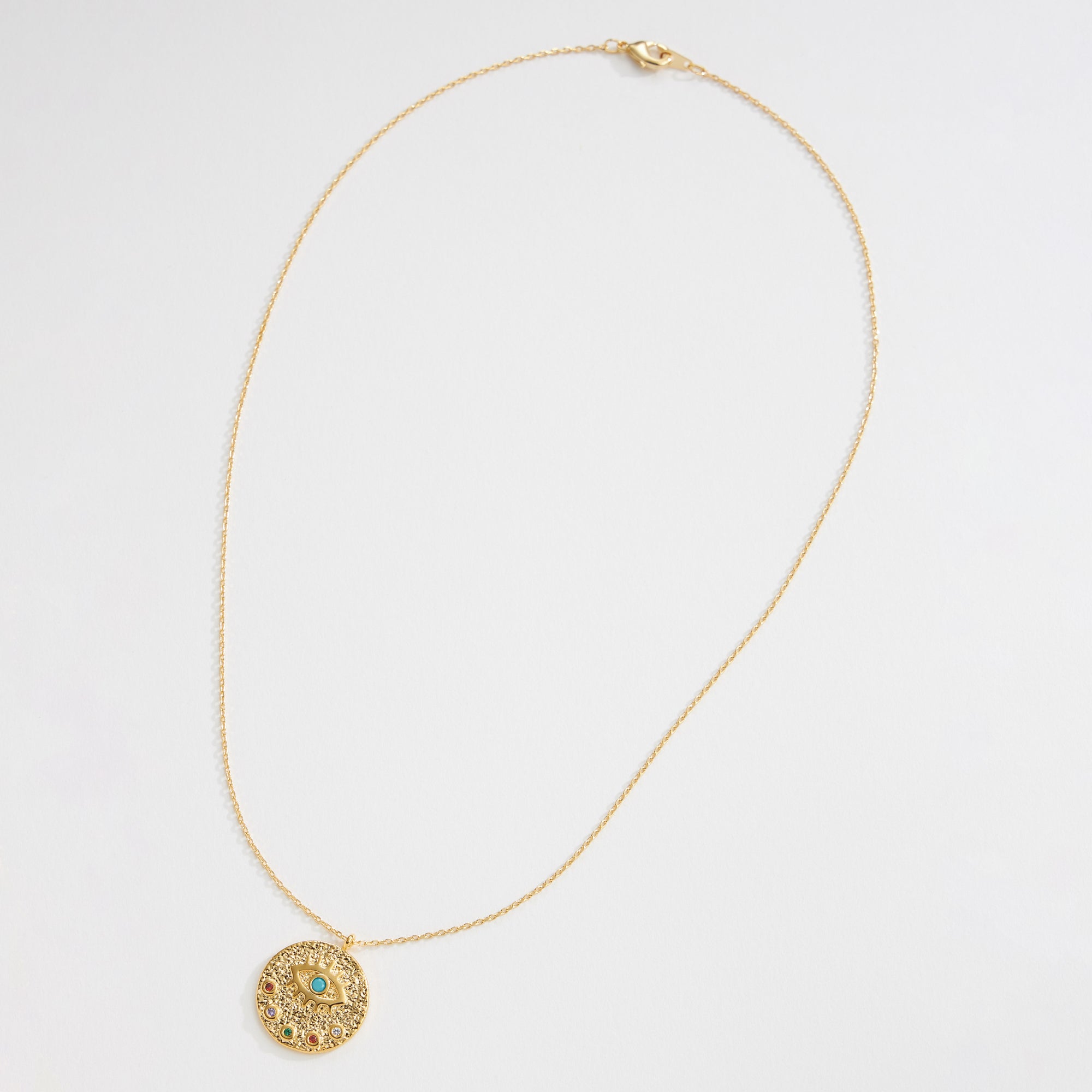 Gold Dipped Turquoise Evil Eye Pendant Necklace - Frem