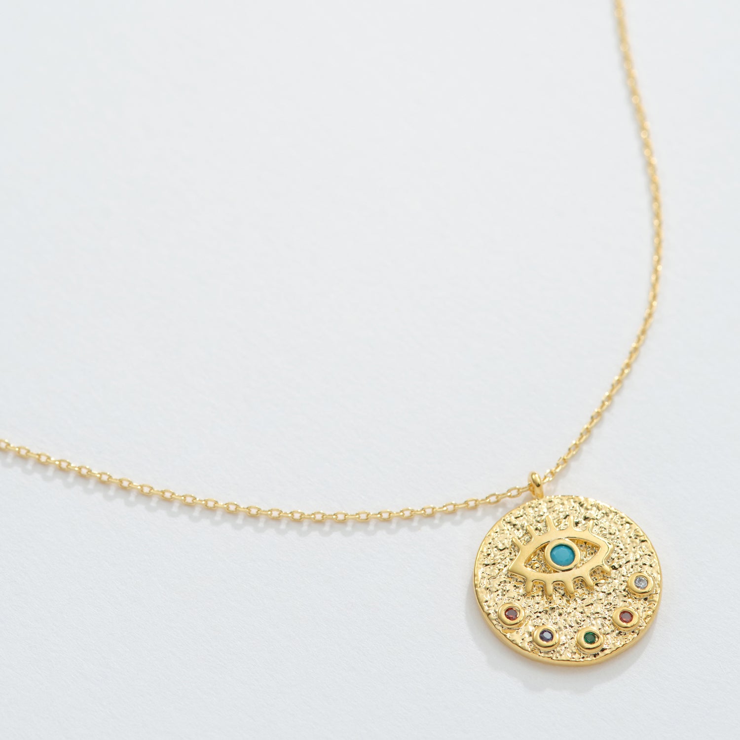 Gold Dipped Turquoise Evil Eye Pendant Necklace - Frem