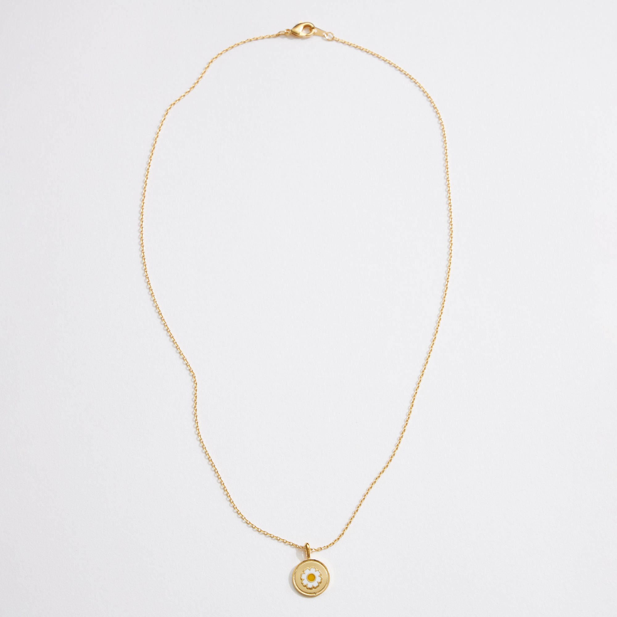 Gold Dipped Daisy Coin Pendant Necklace - Frem