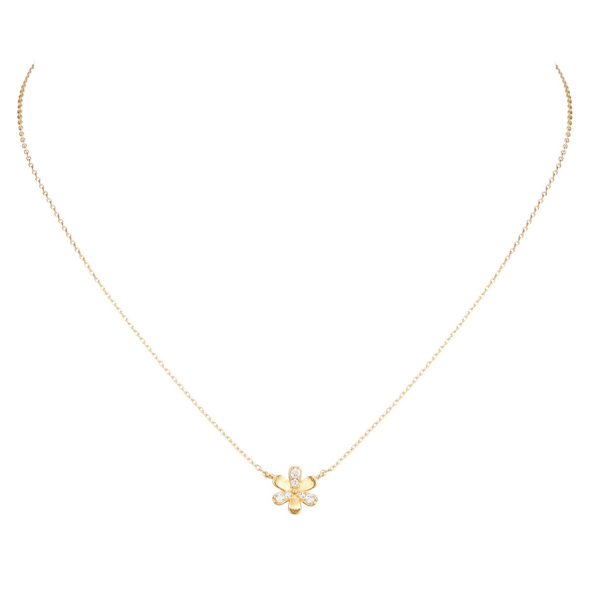 Gold Dipped Flower Pave Pendant Necklace - Frem