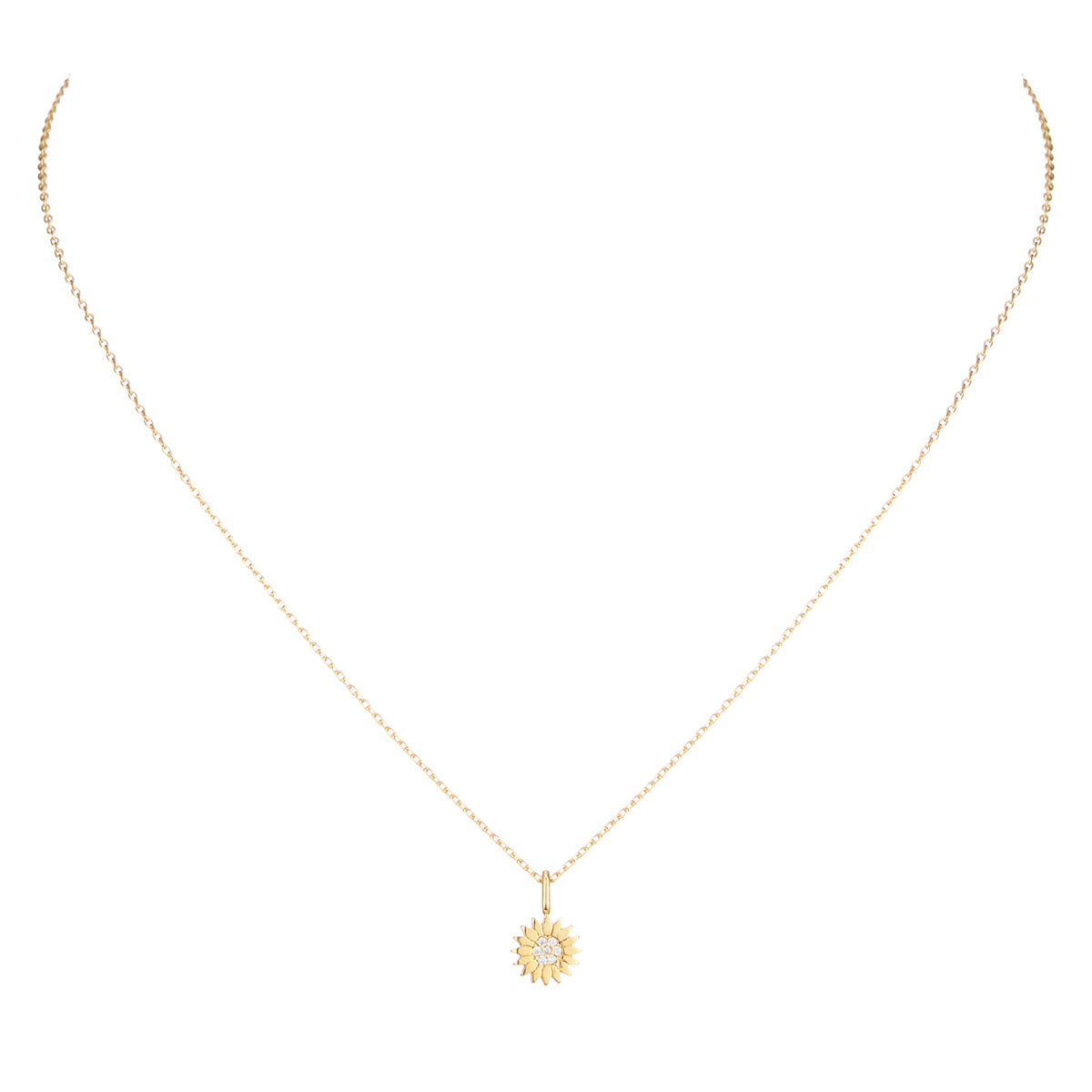 Gold Dipped Flower Necklace with Stone - Frem