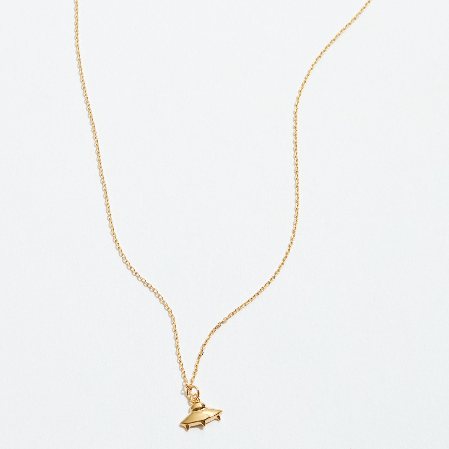 Gold Dipped Dainty UFO Pendant Necklace - Frem