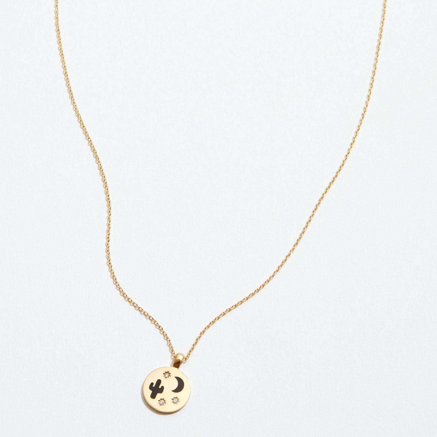 Gold Dipped Cactus and Moon Necklace - Frem