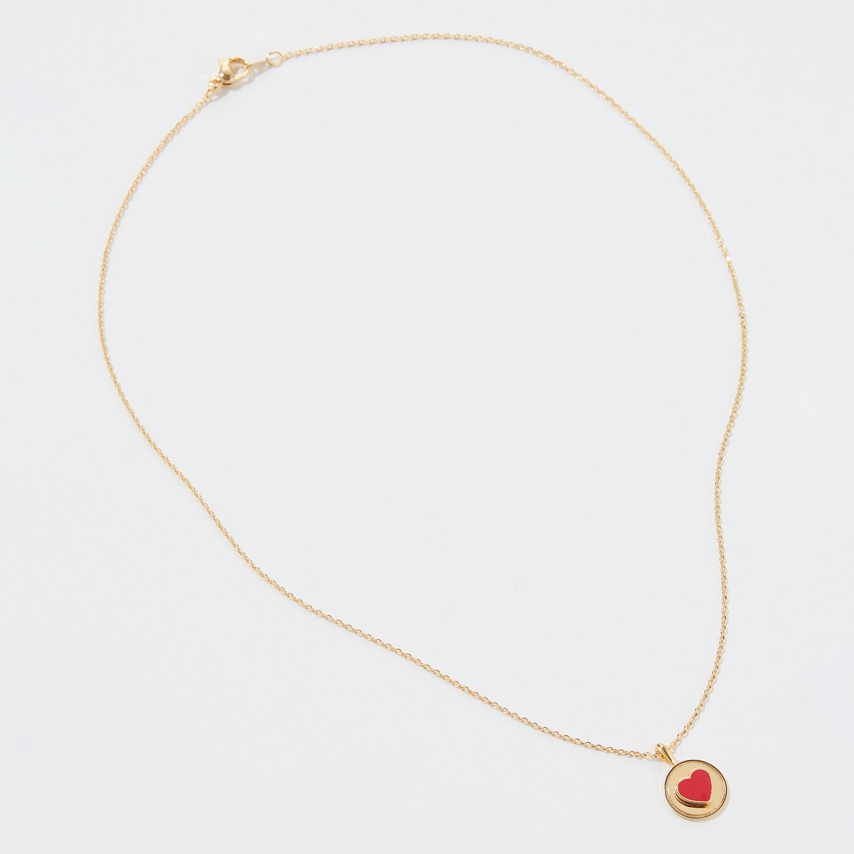 Gold Dipped Heart Disc Medallion Pendant Necklace - Frem