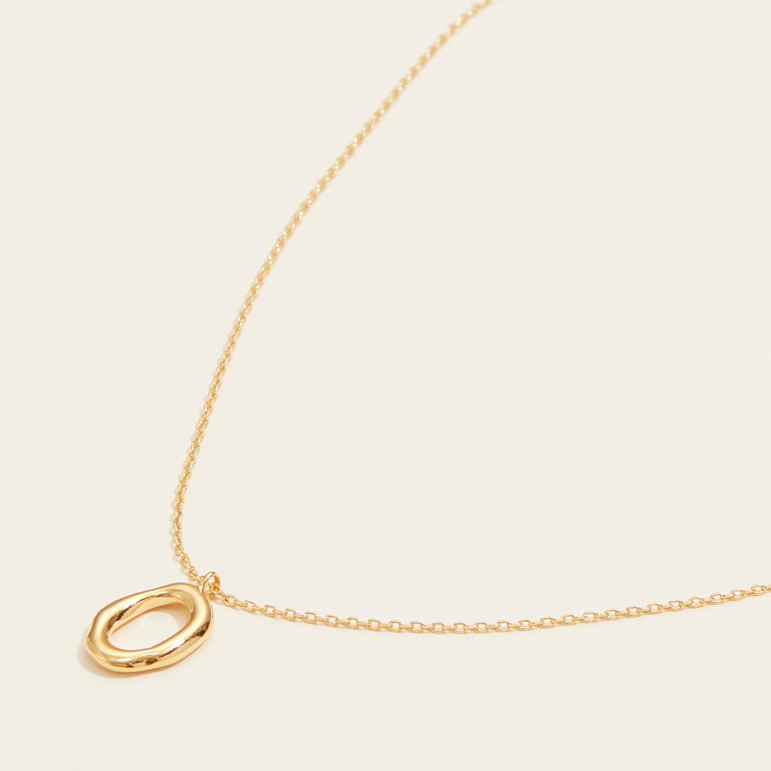 Gold Dipped Organic Oval Shaped Pendant Necklace - Frem