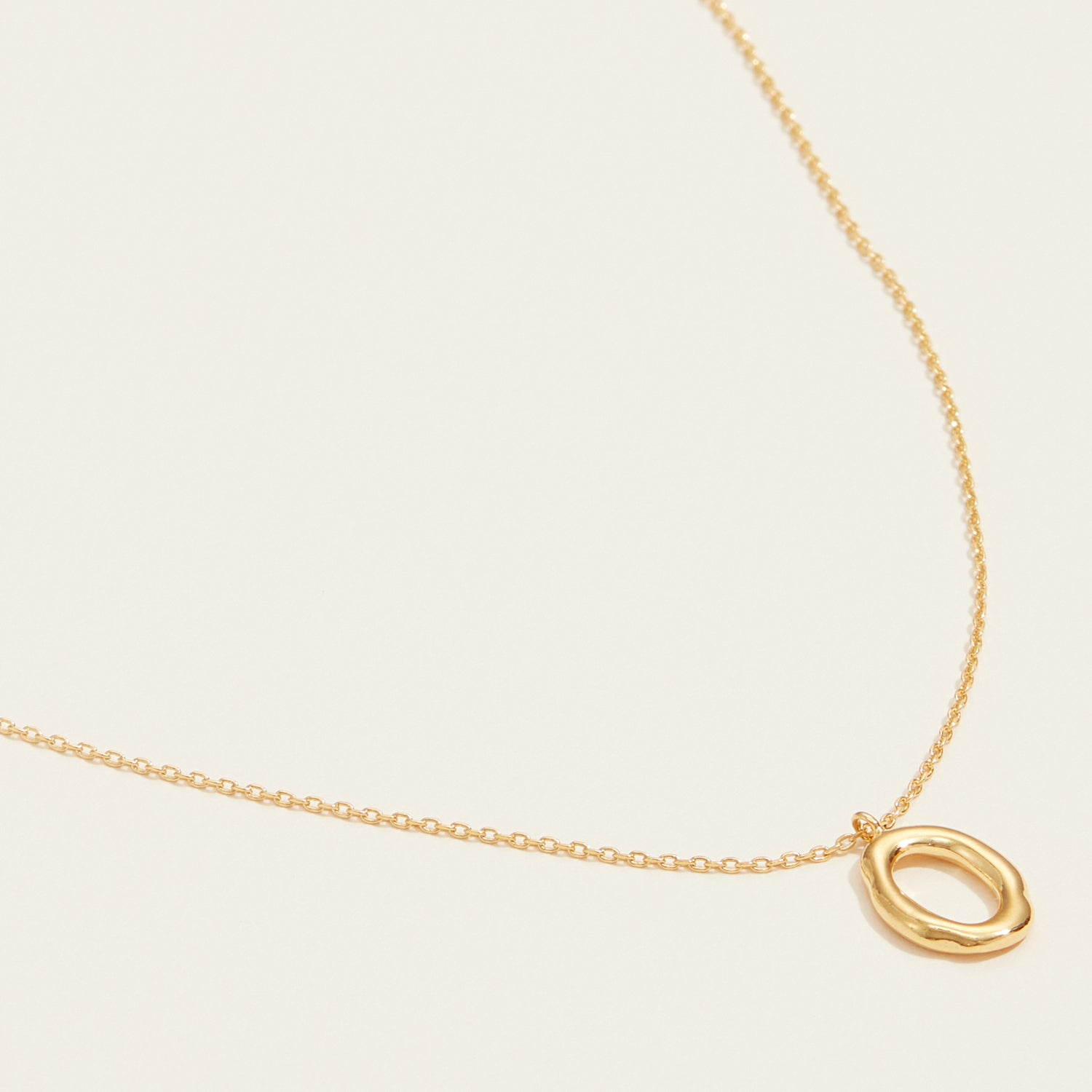 Gold Dipped Organic Oval Shaped Pendant Necklace - Frem