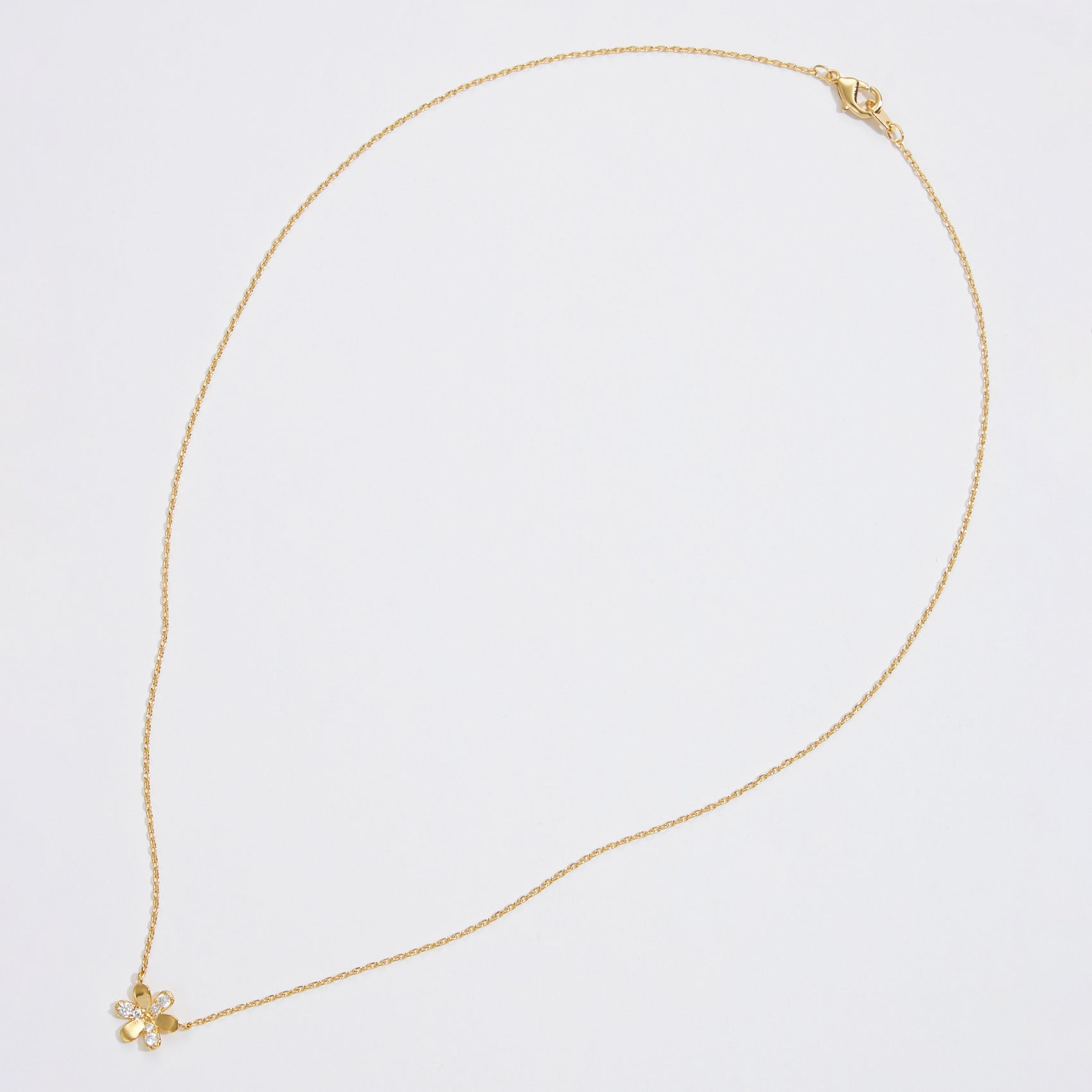 Gold Dipped Flower Pave Pendant Necklace - Frem