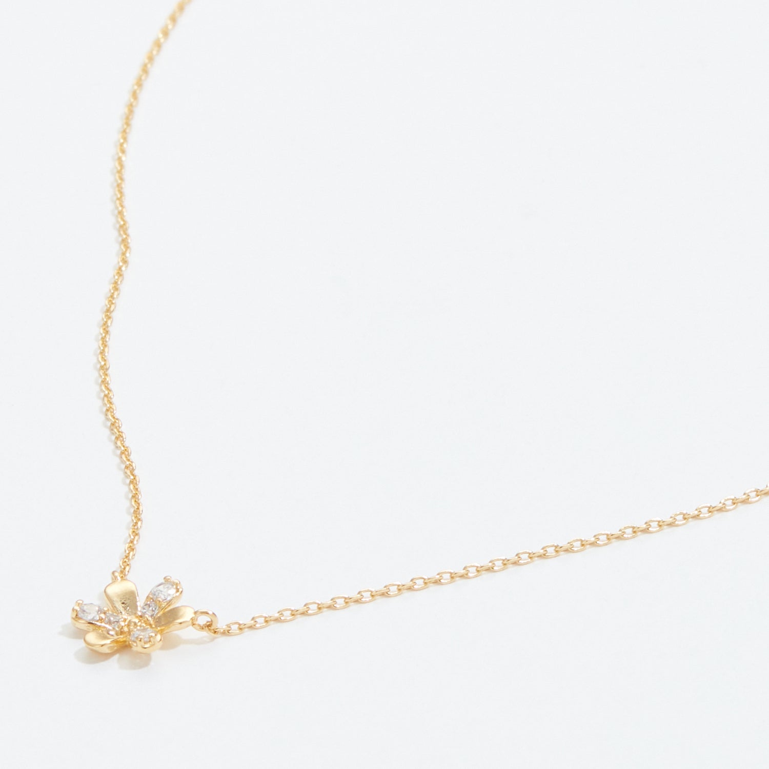 Gold Dipped Flower Pave Pendant Necklace - Frem