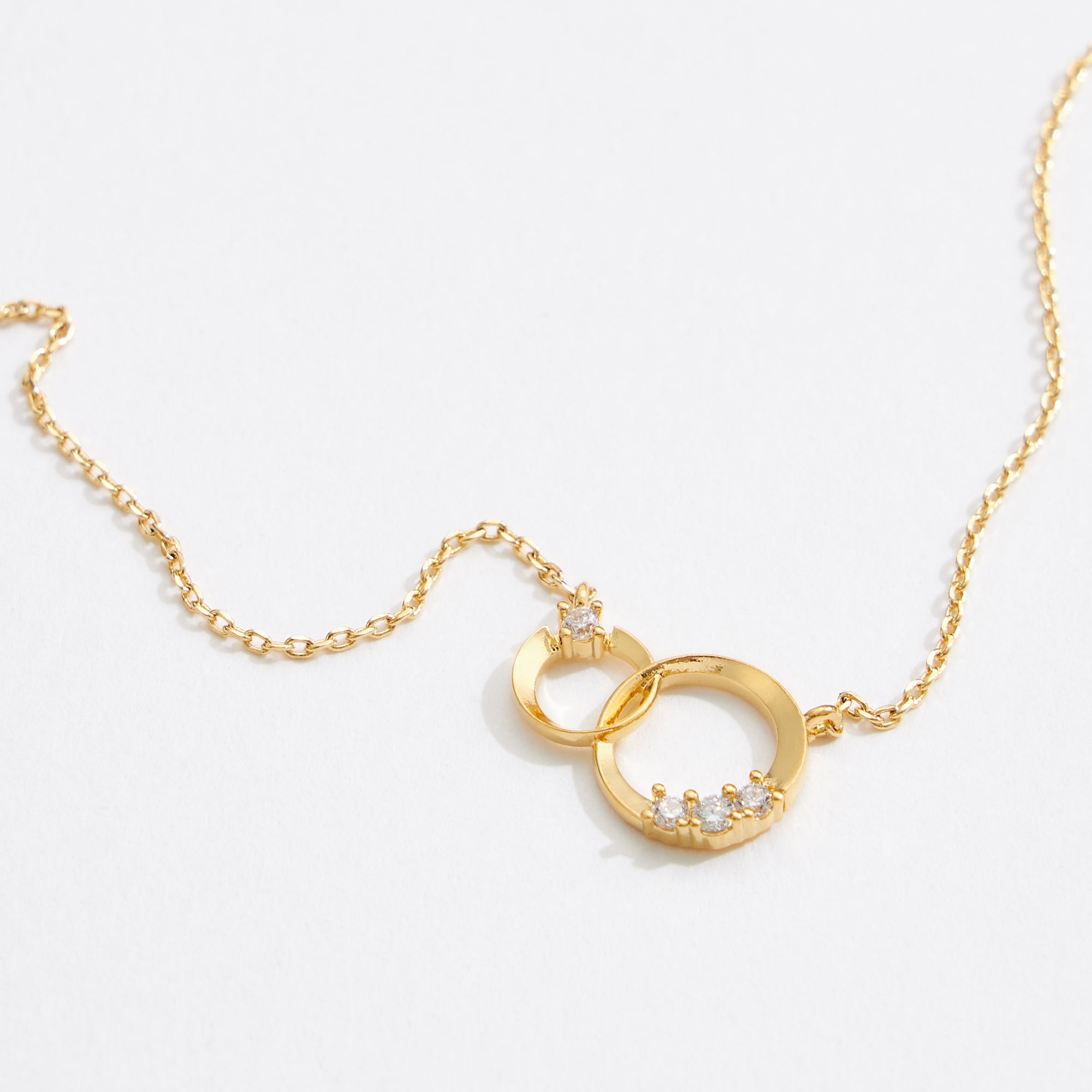 Gold Dipped CZ Duo Circle Necklace - Frem