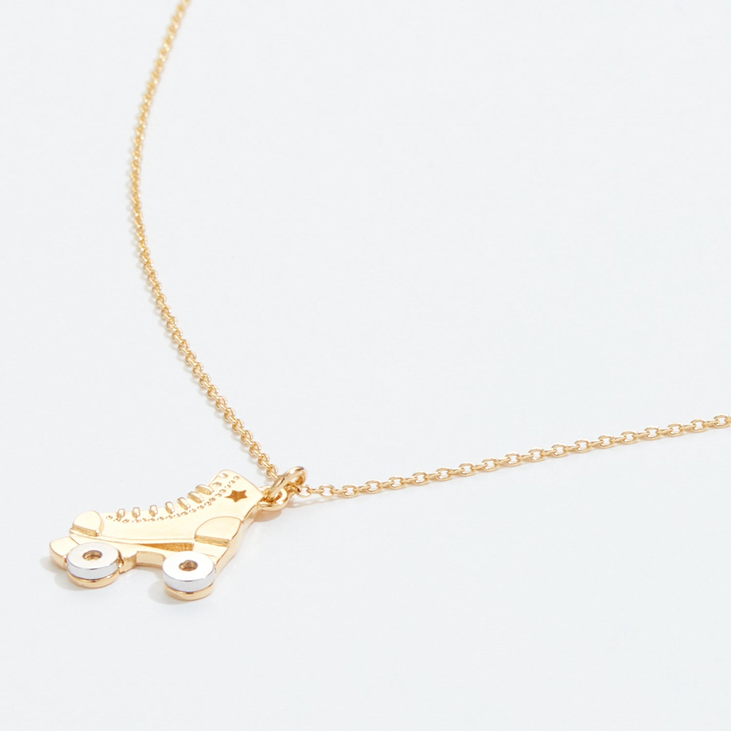 Gold Dipped Multi-colored Roller Skate Pendant Necklace - Frem