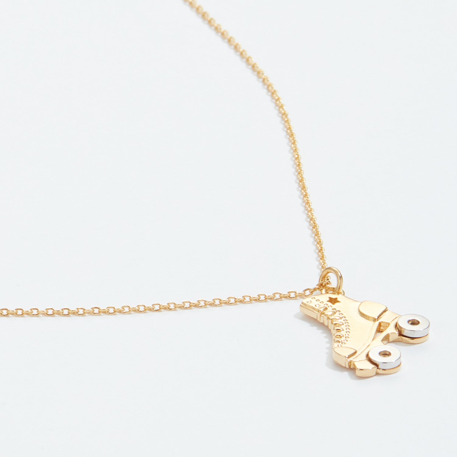 Gold Dipped Multi-colored Roller Skate Pendant Necklace - Frem