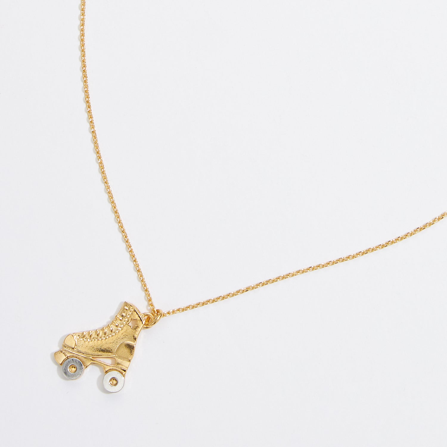 Gold Dipped Multi-colored Roller Skate Pendant Necklace - Frem