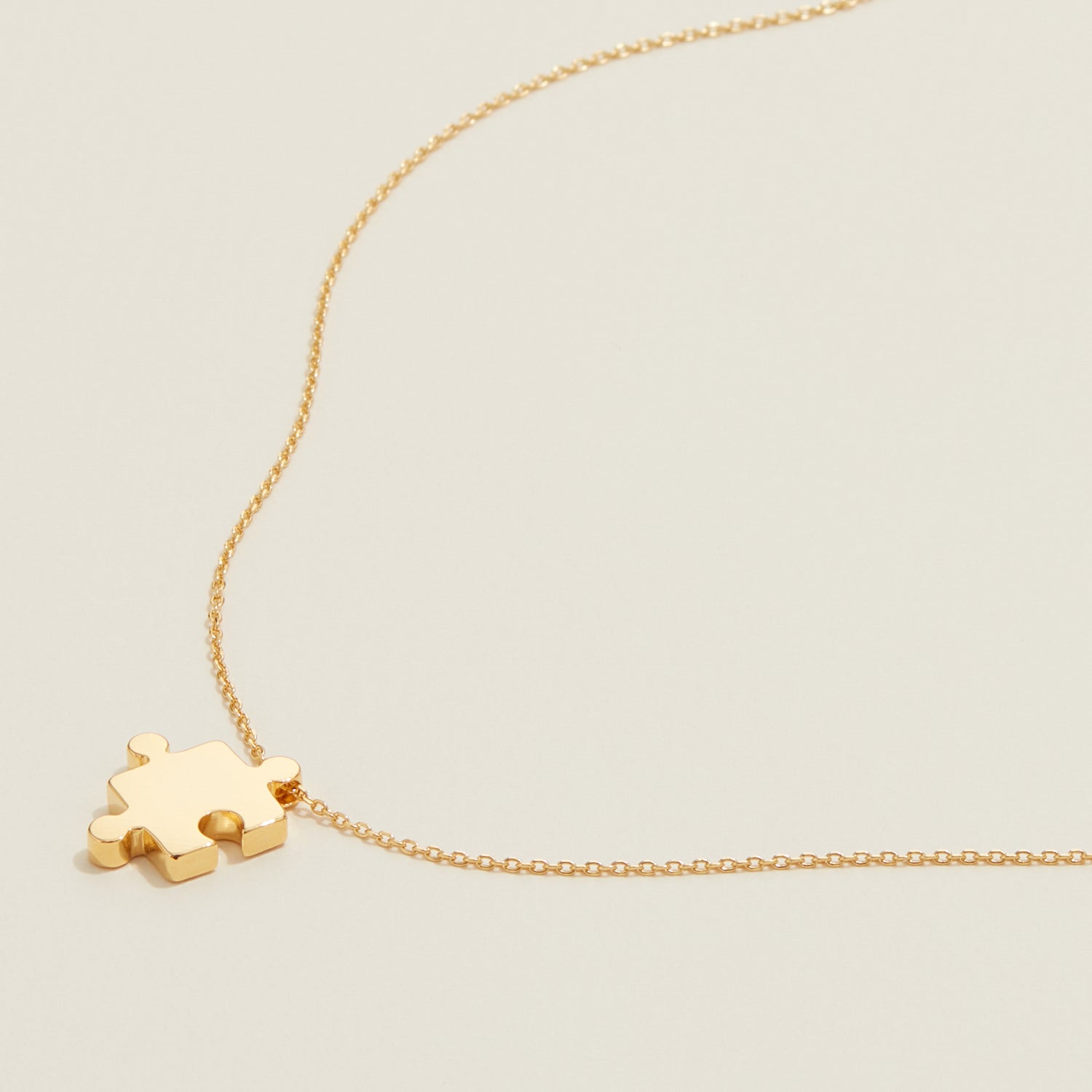 Gold Dipped Jigsaw Puzzle Pendant Necklace - Frem