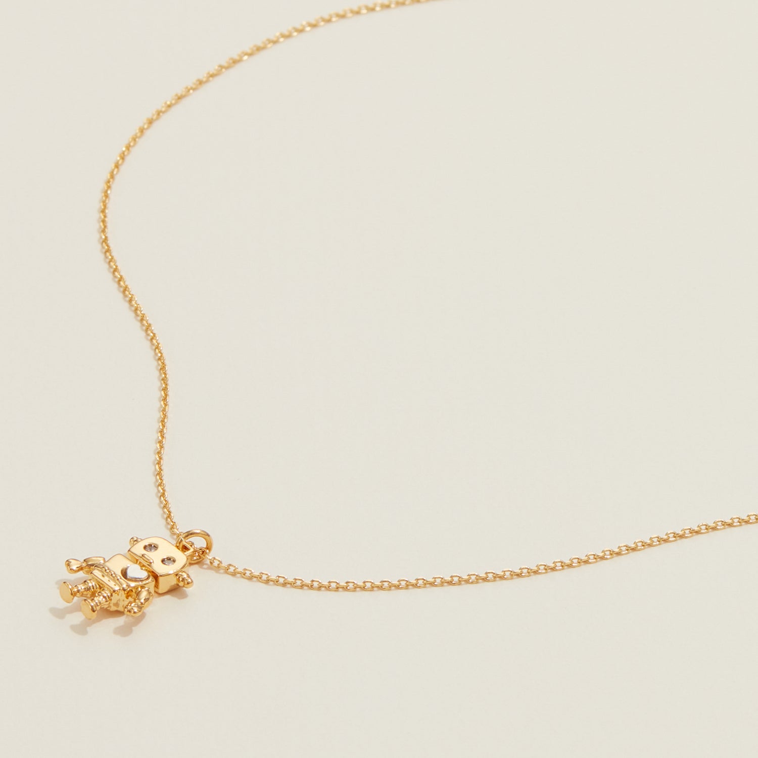 Gold Dipped Petite Robot Pendant Necklace - Frem