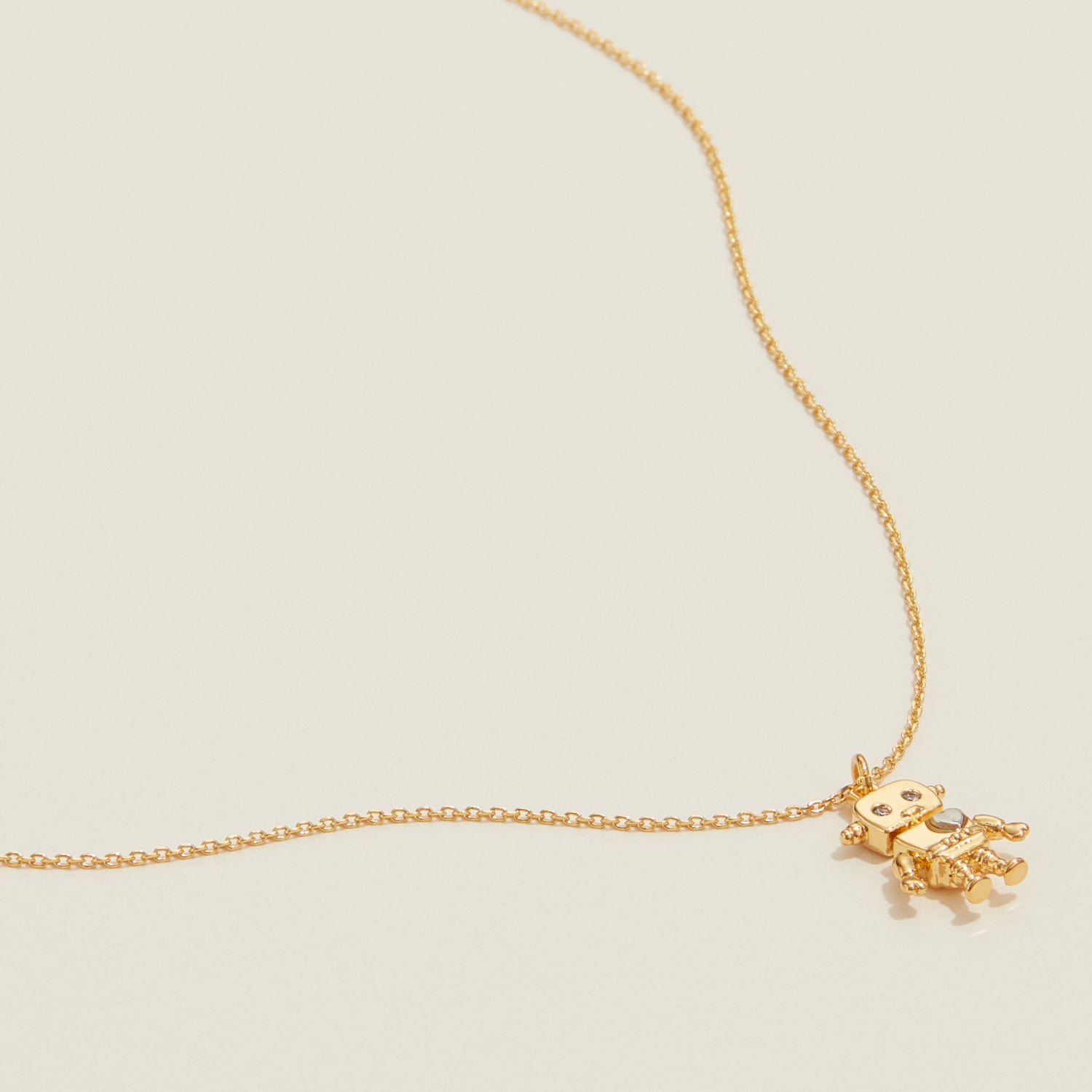 Gold Dipped Petite Robot Pendant Necklace - Frem
