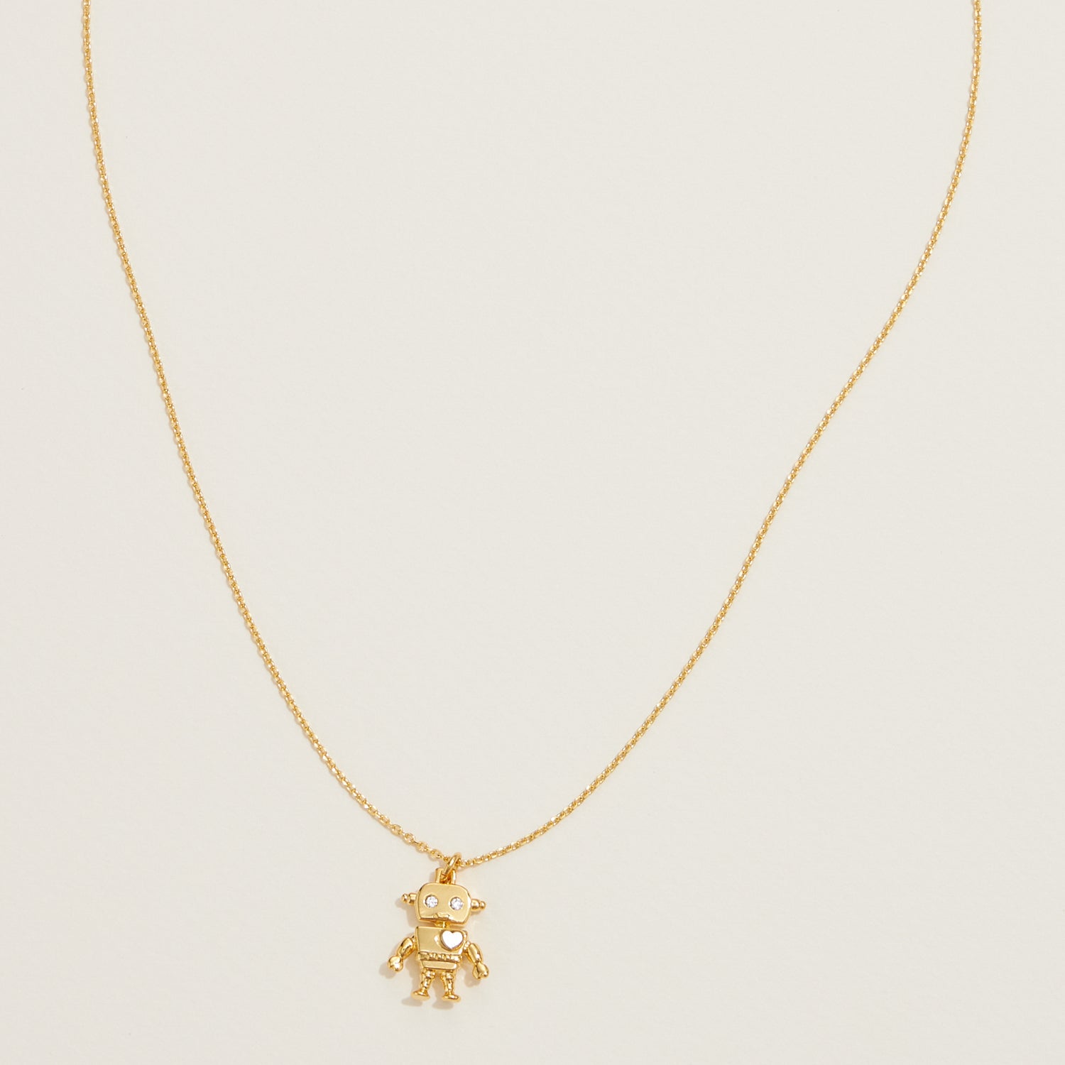 Gold Dipped Petite Robot Pendant Necklace - Frem