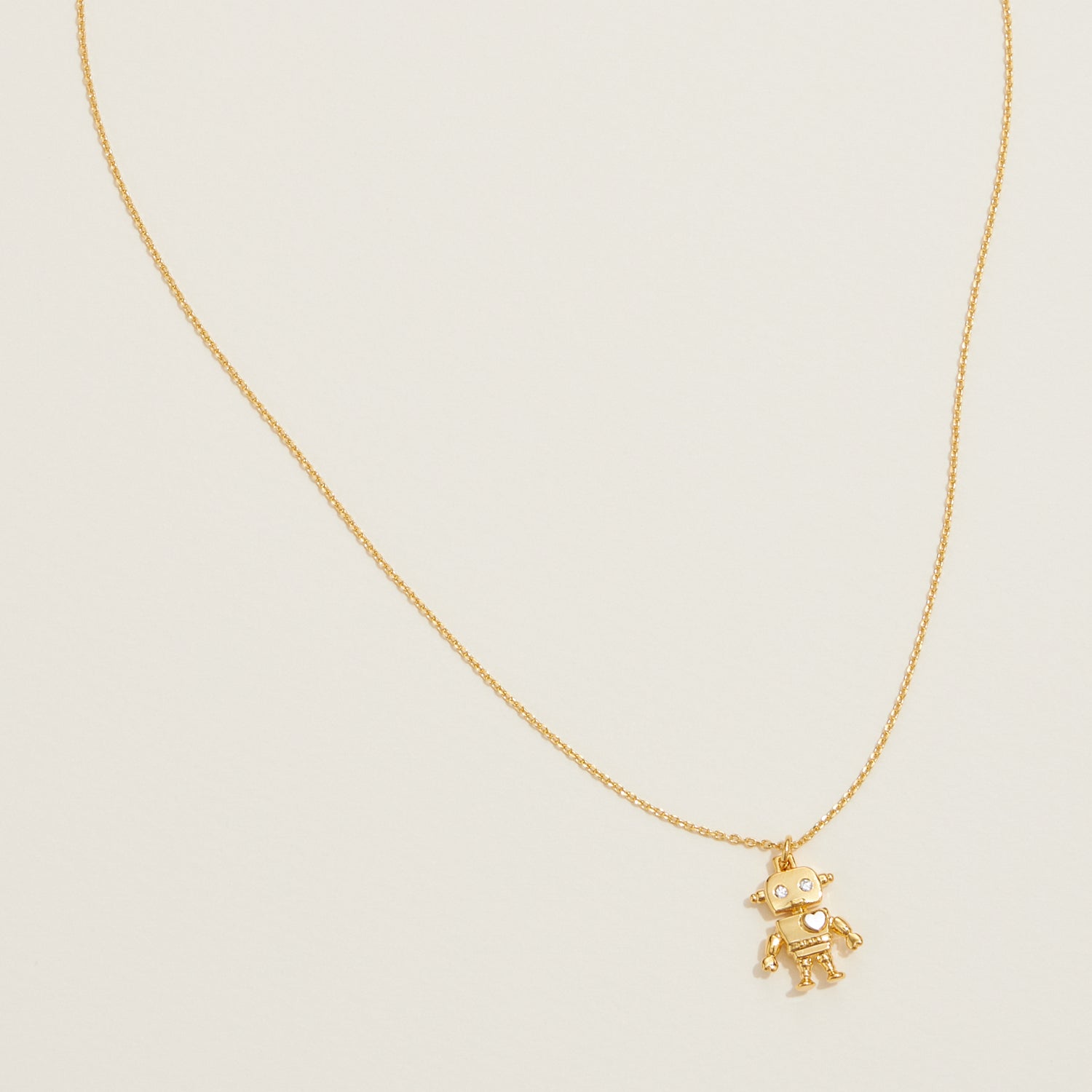 Gold Dipped Petite Robot Pendant Necklace - Frem