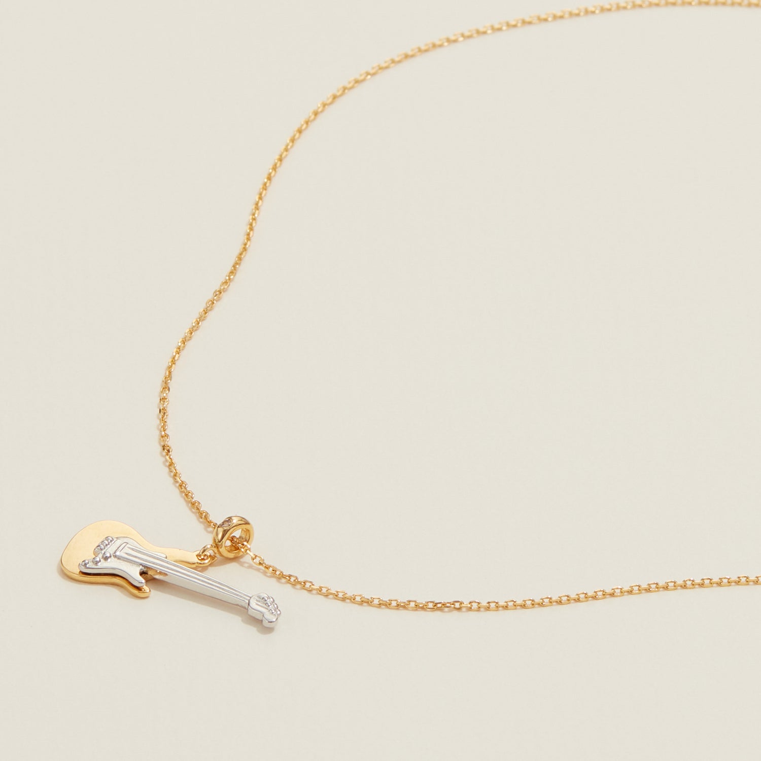 Gold Dipped Guitar Pendant Necklace - Frem