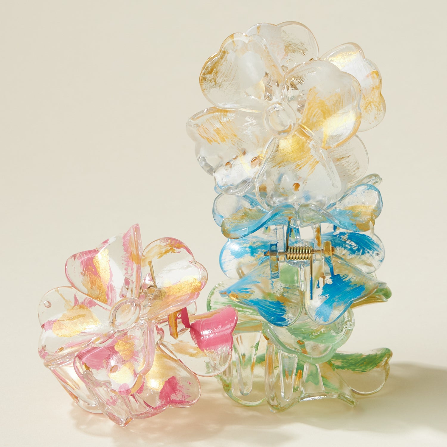 Gold Painted Flower Claw Hair Clips - Frem