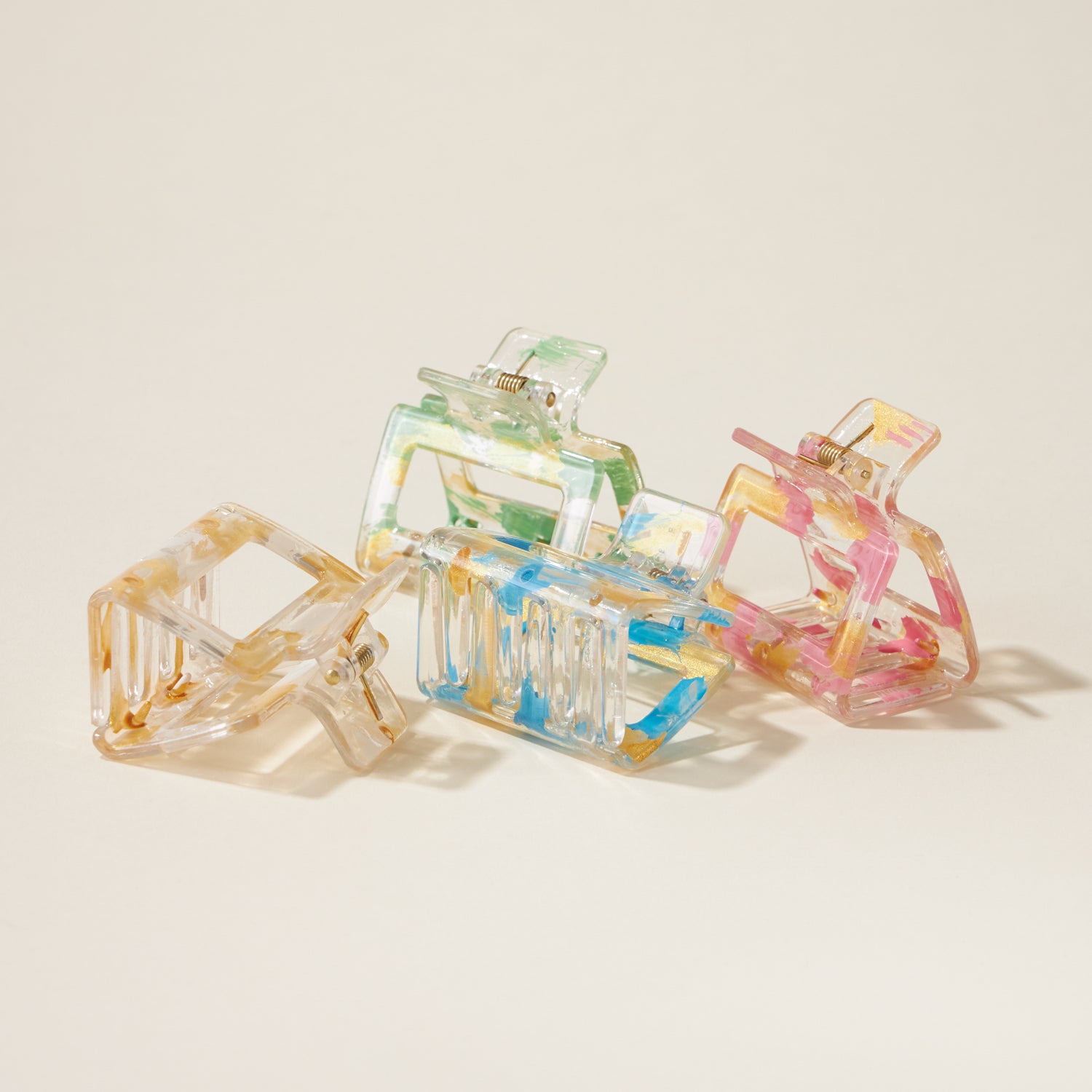 Gold Painted Rectangular Claw Hair Clips - Frem