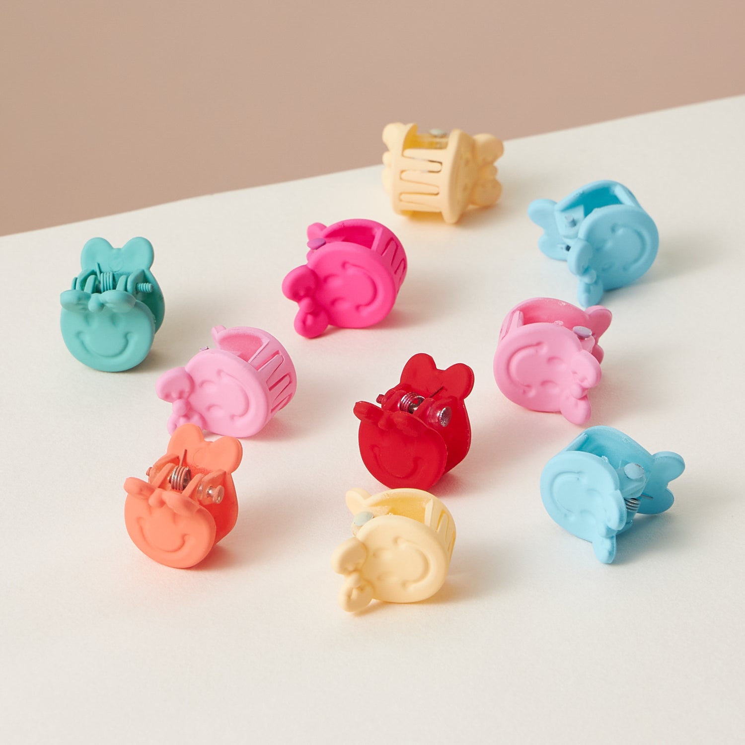 10 Pcs Smiley Face Rubber Coated Mini Hair Clips - Frem
