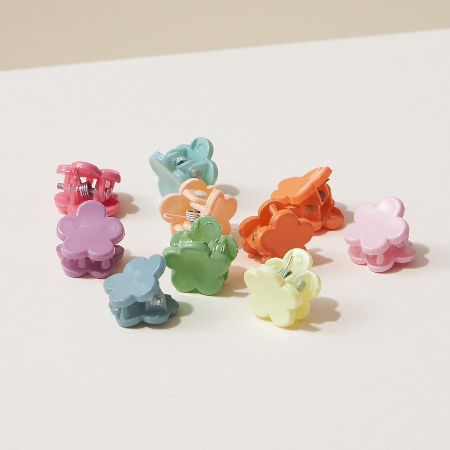 10 Pcs Rubber Coated Flower Mini Claw Hair Clips - Frem
