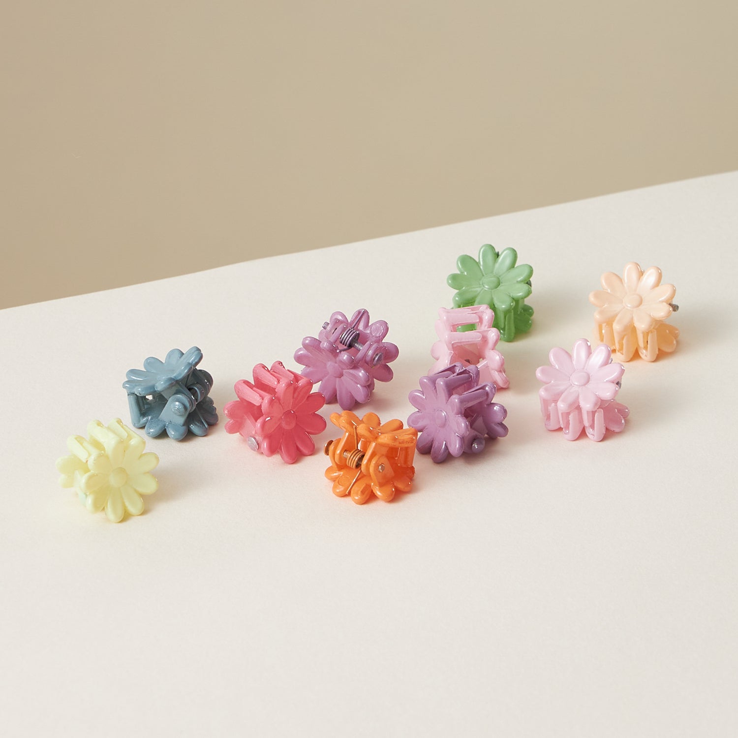10 Pcs Rubber Coated Flower Mini Claw Hair Clips - Frem