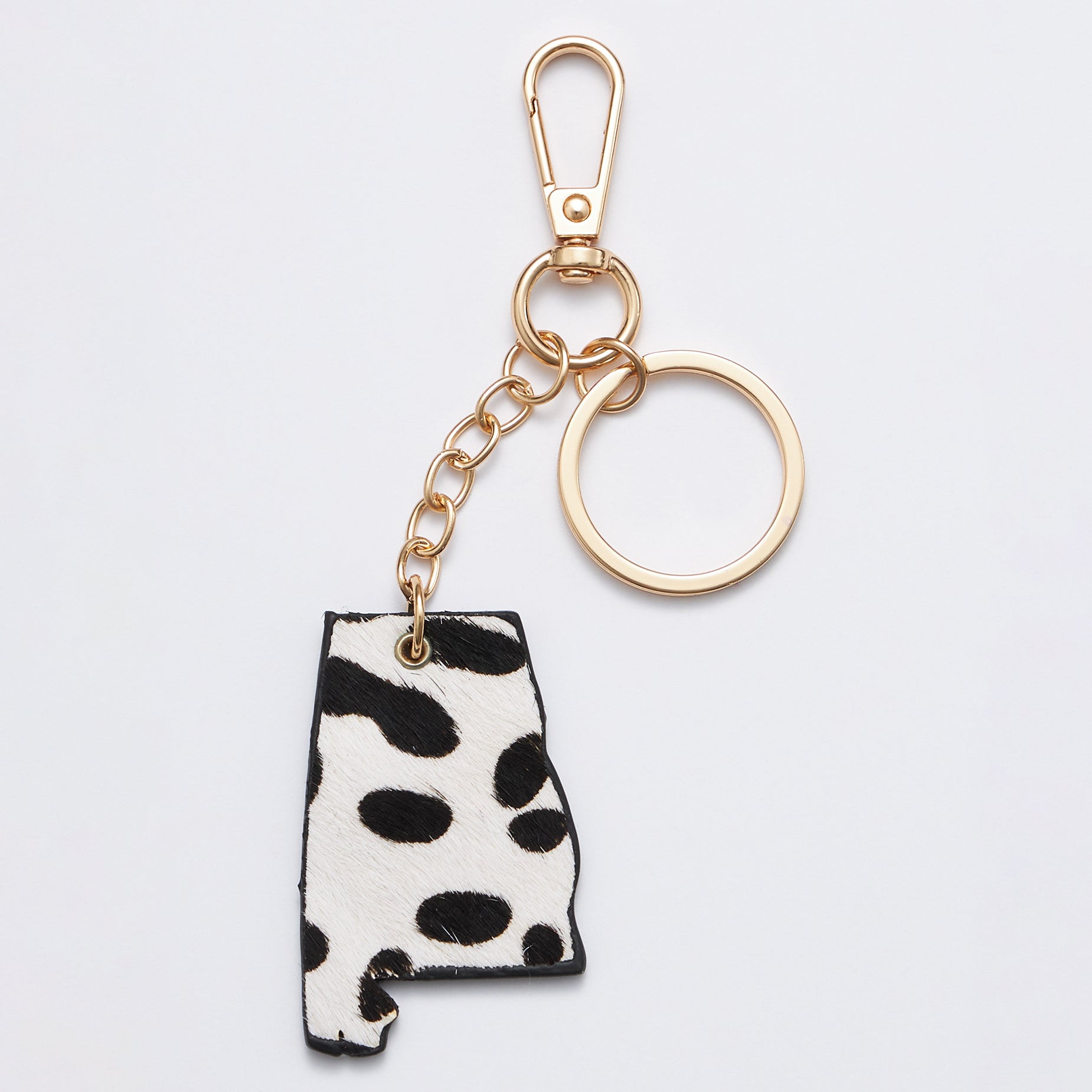 Genuine Leather Animal Print Alabama State Keychains - Frem