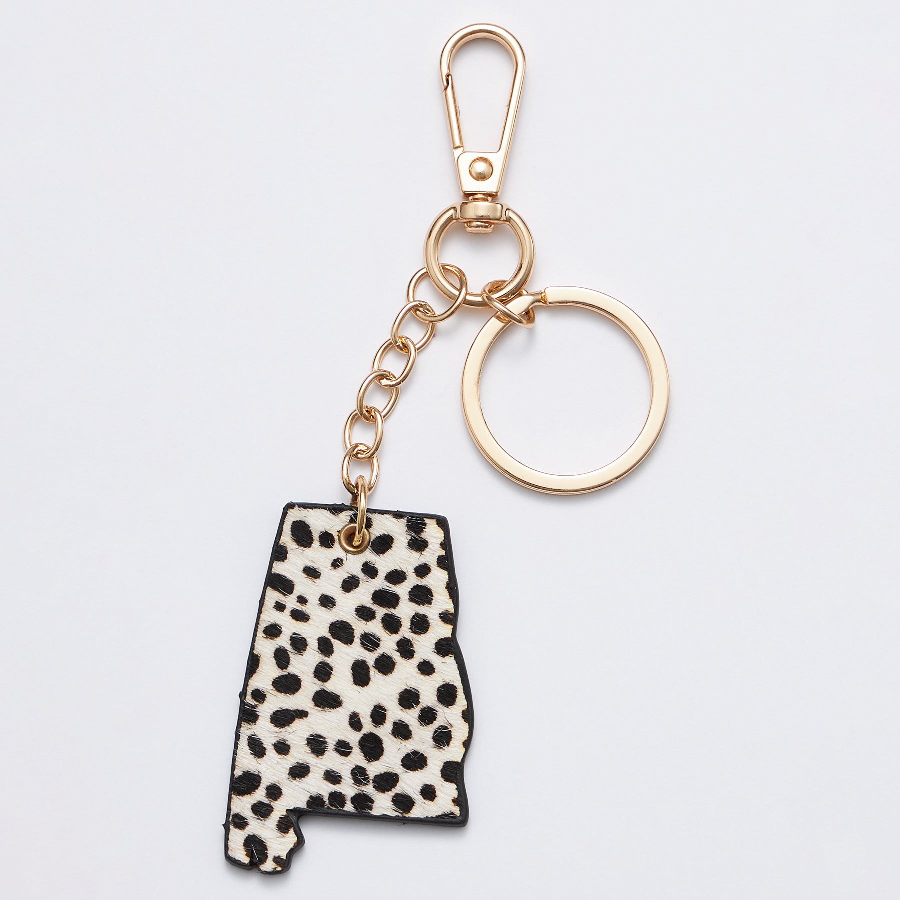 Genuine Leather Animal Print Alabama State Keychains - Frem