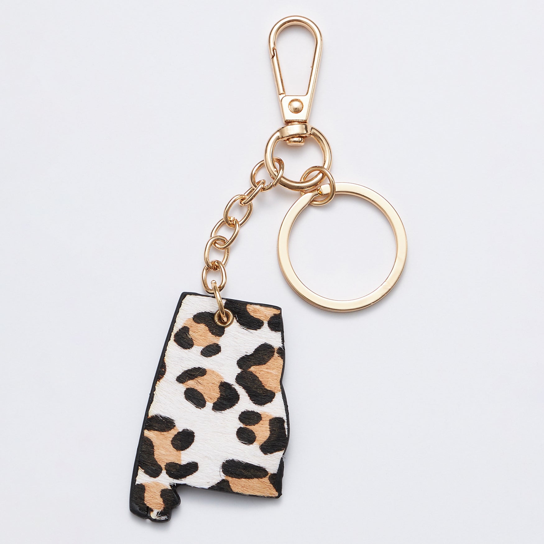 Genuine Leather Animal Print Alabama State Keychains - Frem