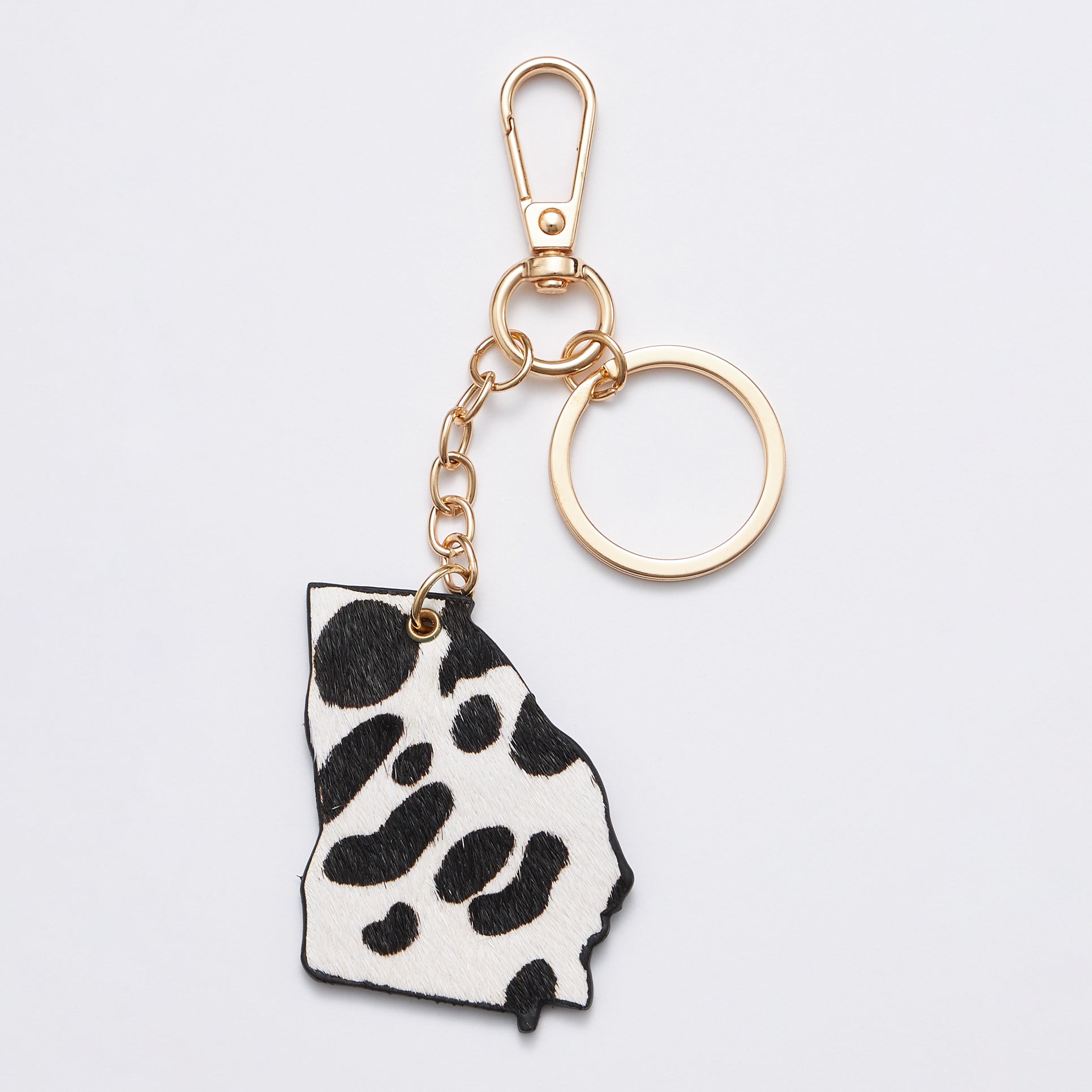Genuine Leather Animal Print Georgia State Keychains - Frem