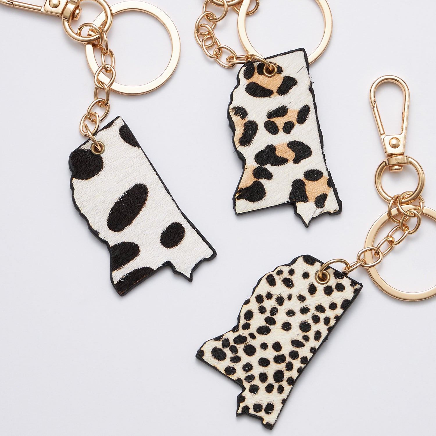 Genuine Leather Animal Print Mississippi State Keychains - Frem