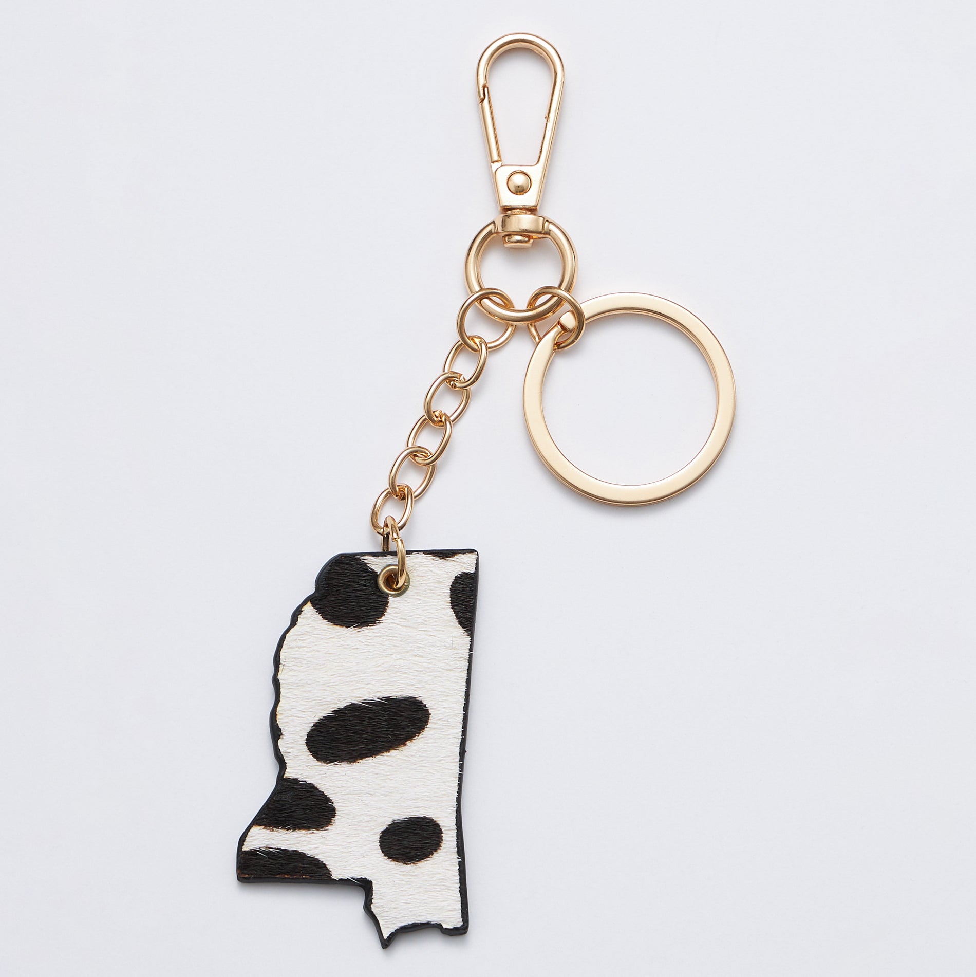 Genuine Leather Animal Print Mississippi State Keychains - Frem