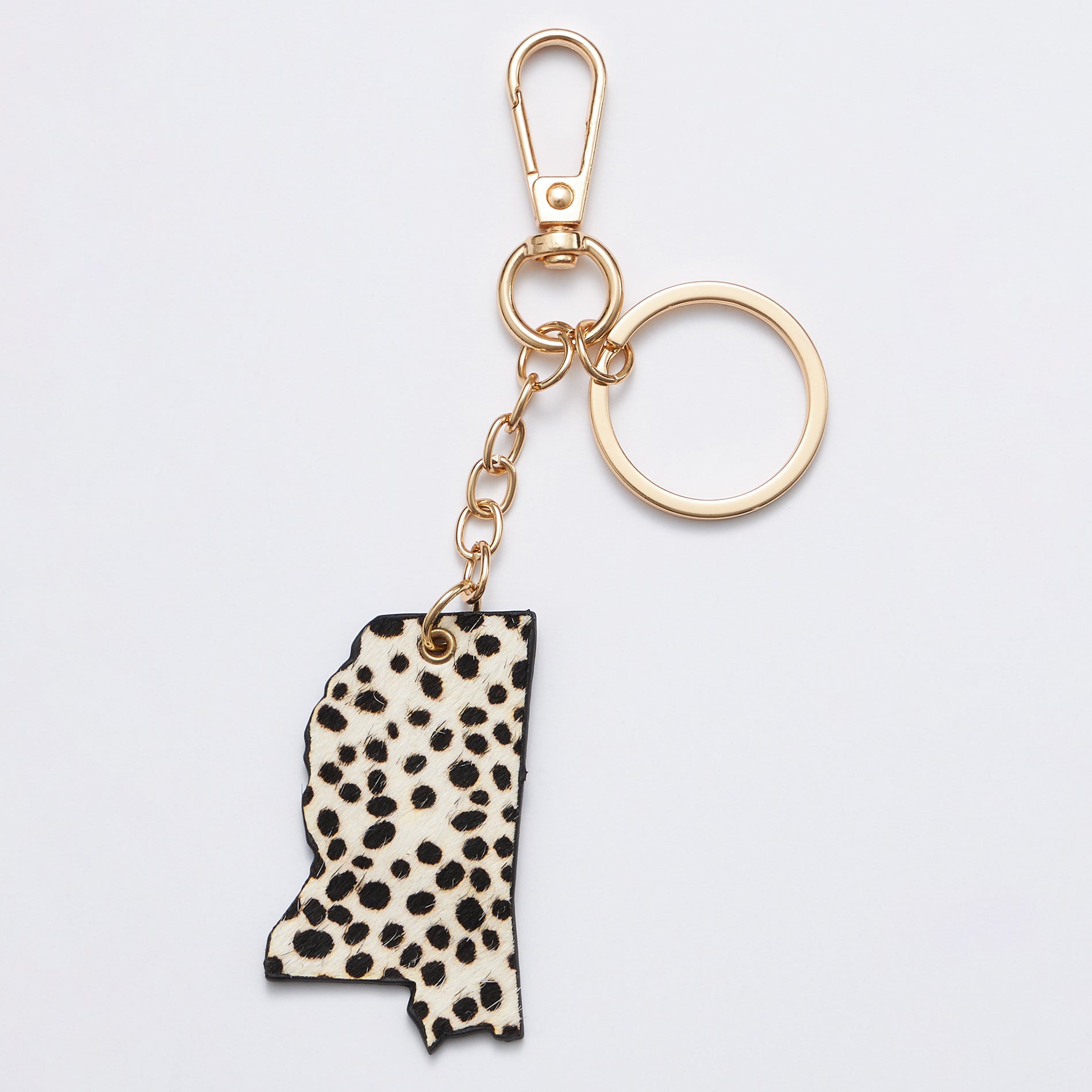 Genuine Leather Animal Print Mississippi State Keychains - Frem