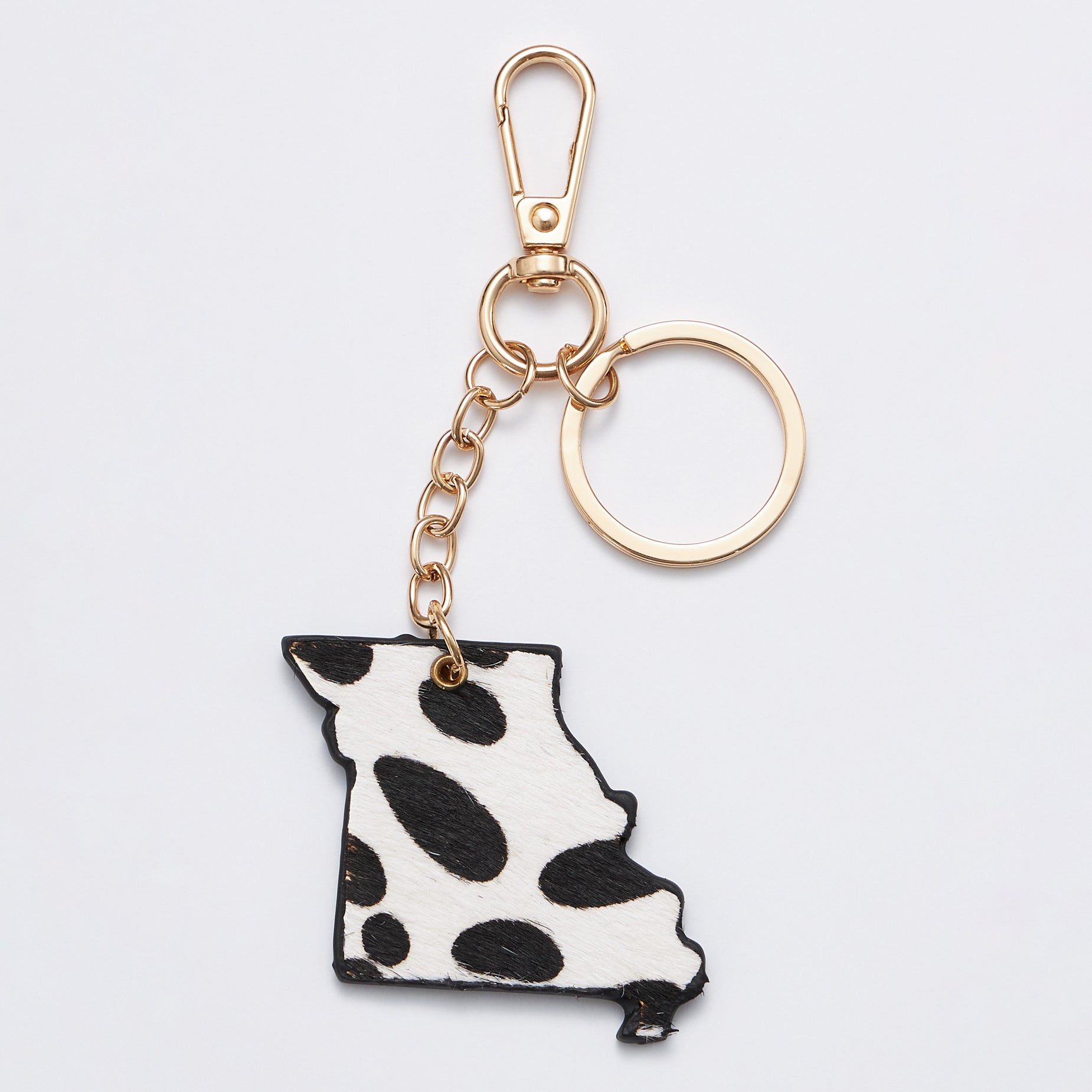 Genuine Leather Animal Print Missouri State Shape Keychains - Frem