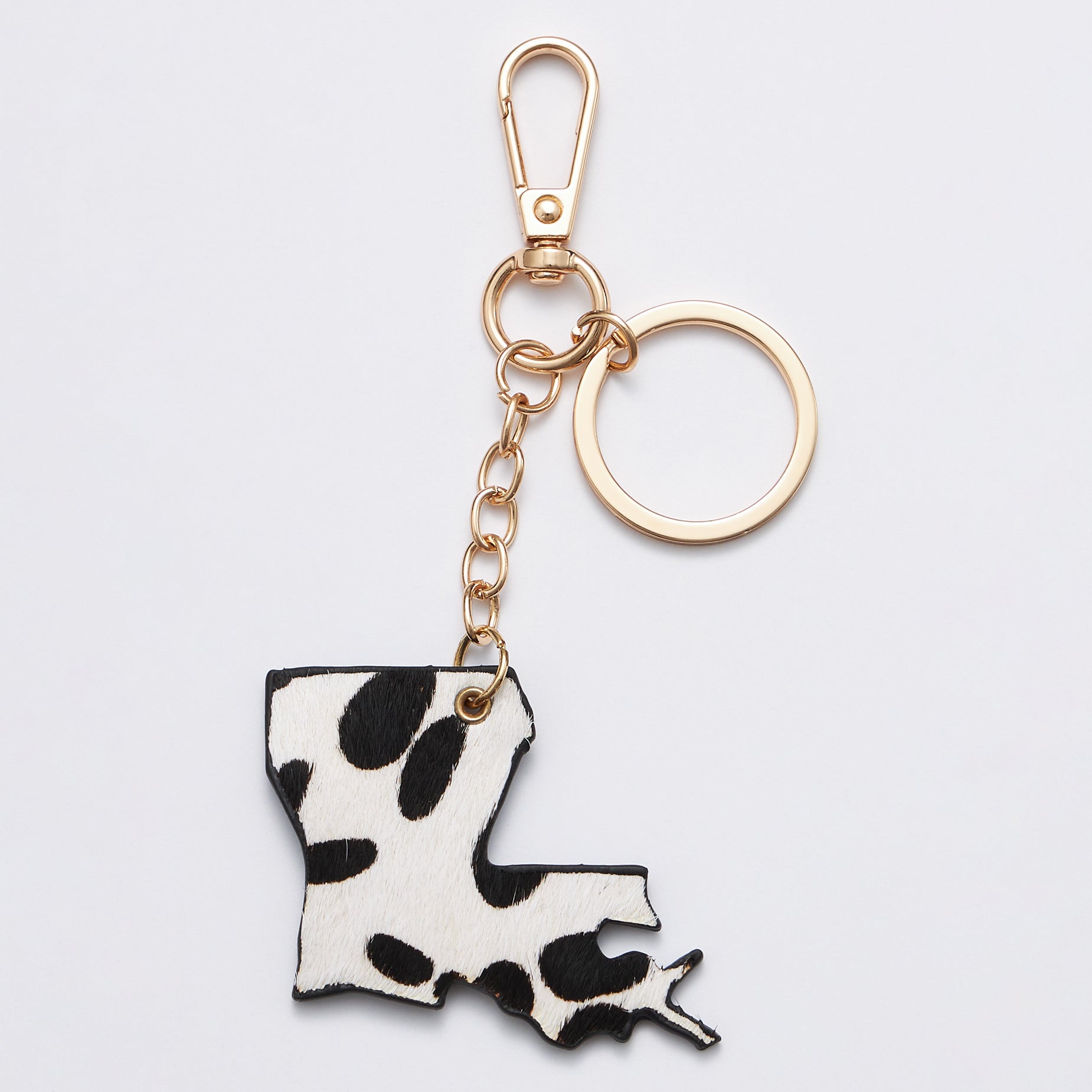 Genuine Leather Animal Print Louisiana State Keychains - Frem