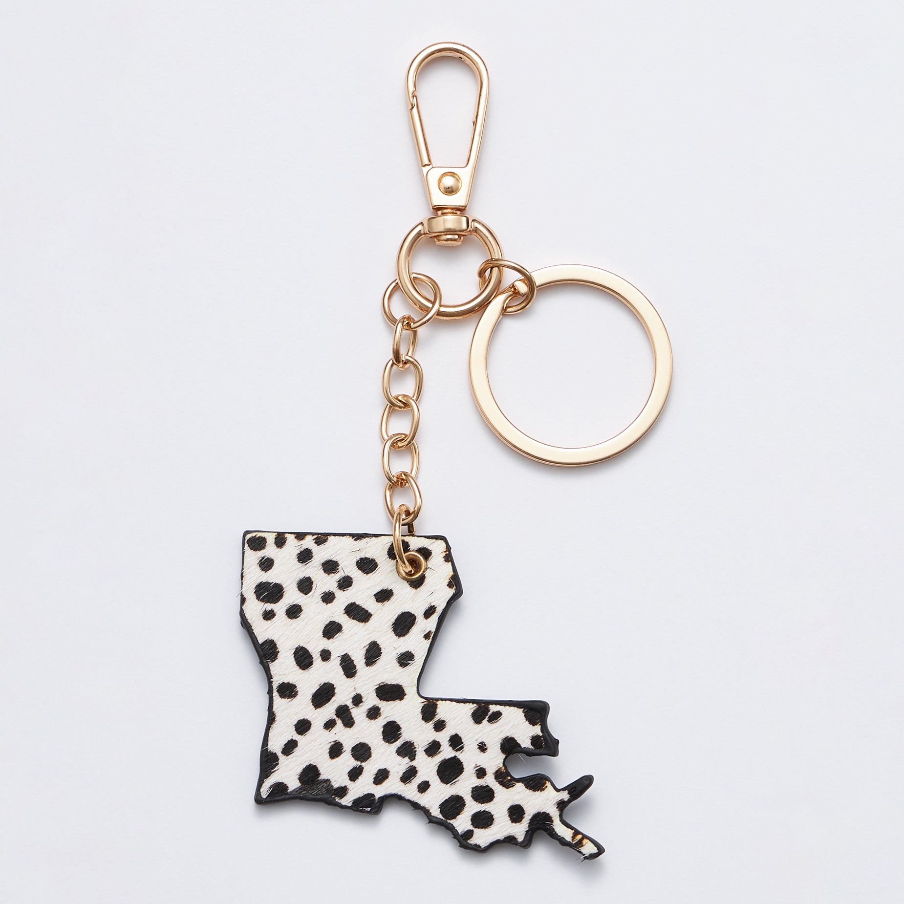 Genuine Leather Animal Print Louisiana State Keychains - Frem