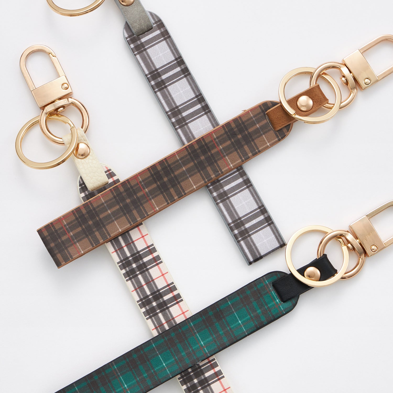 Plaid Pattern Print Strap Keychains - Frem