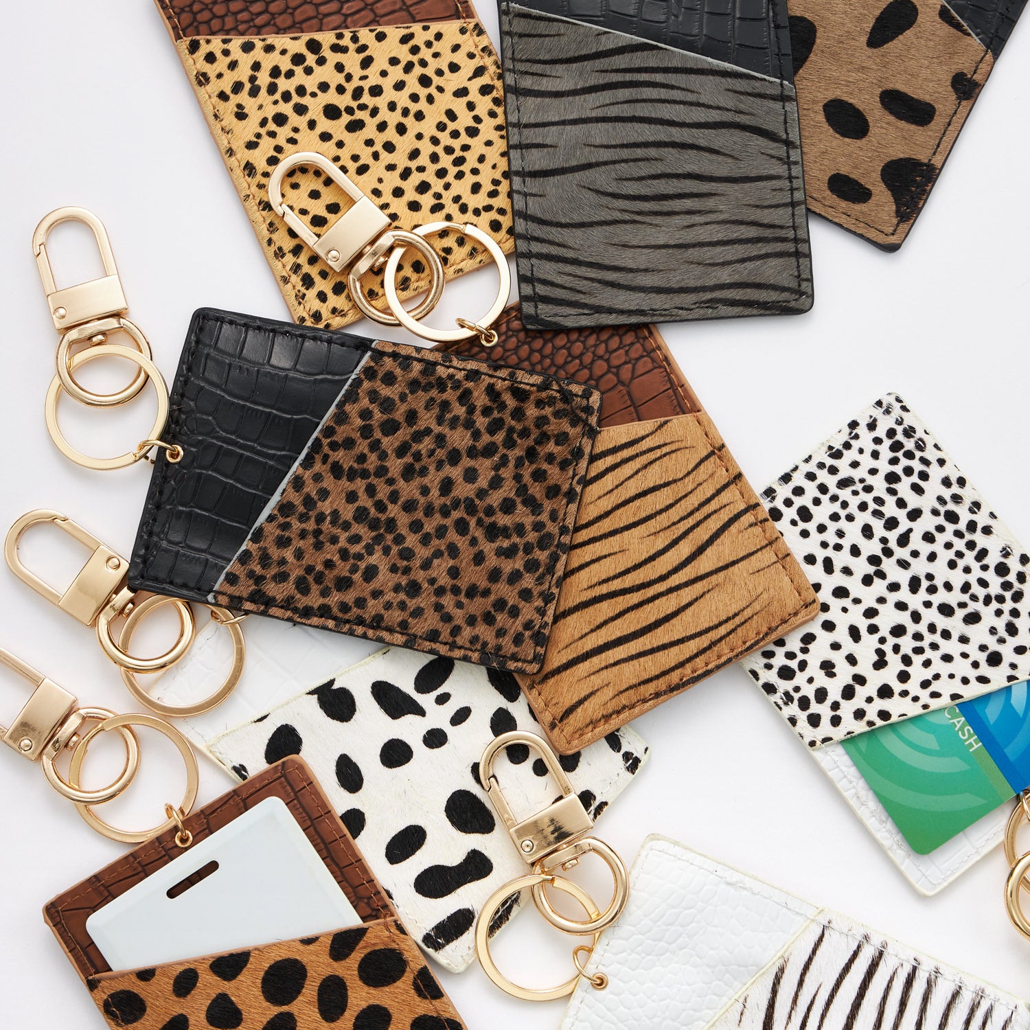Animal Print Card Holder Key Chains - Frem