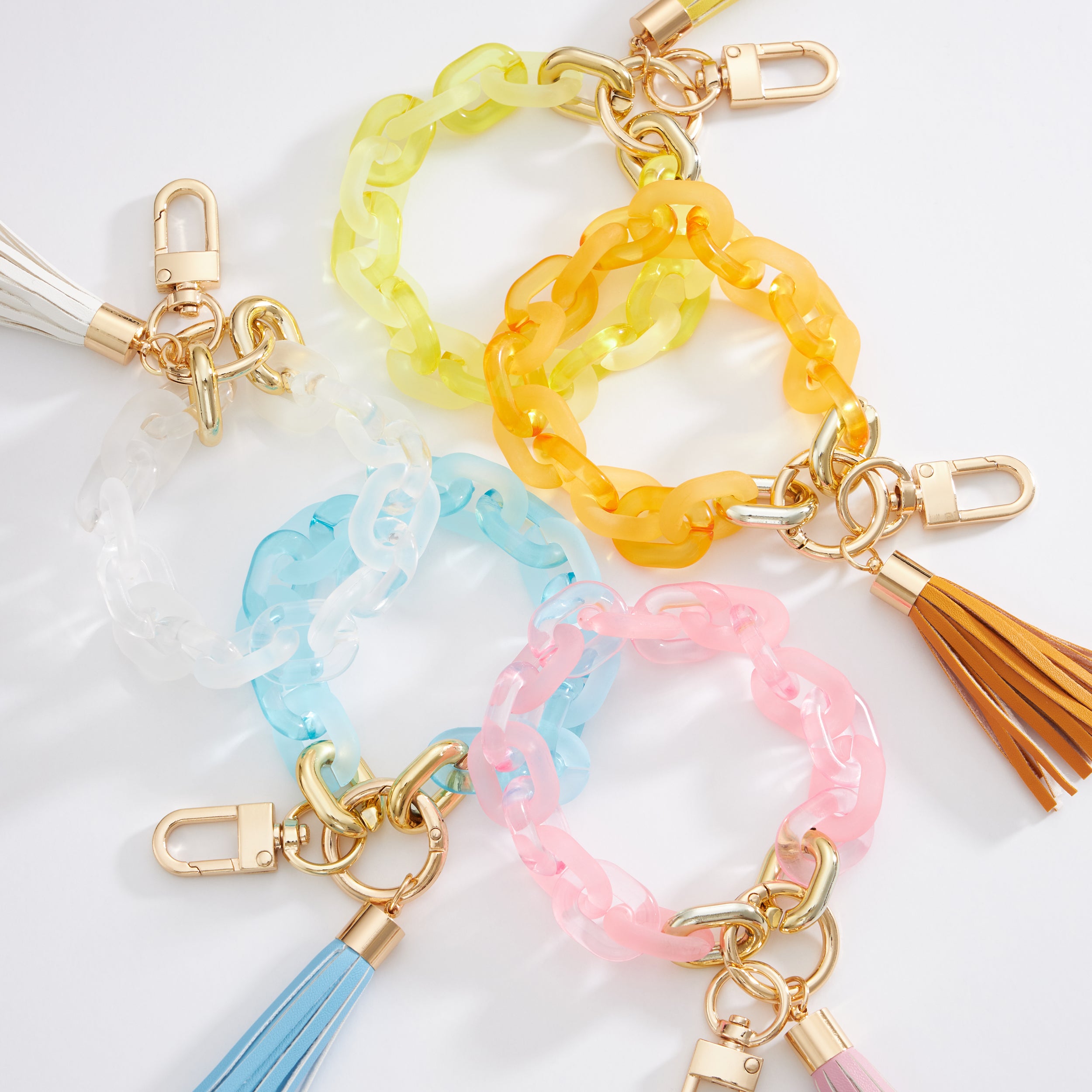 Colored Transparent Link Keychain With Tassel - Frem